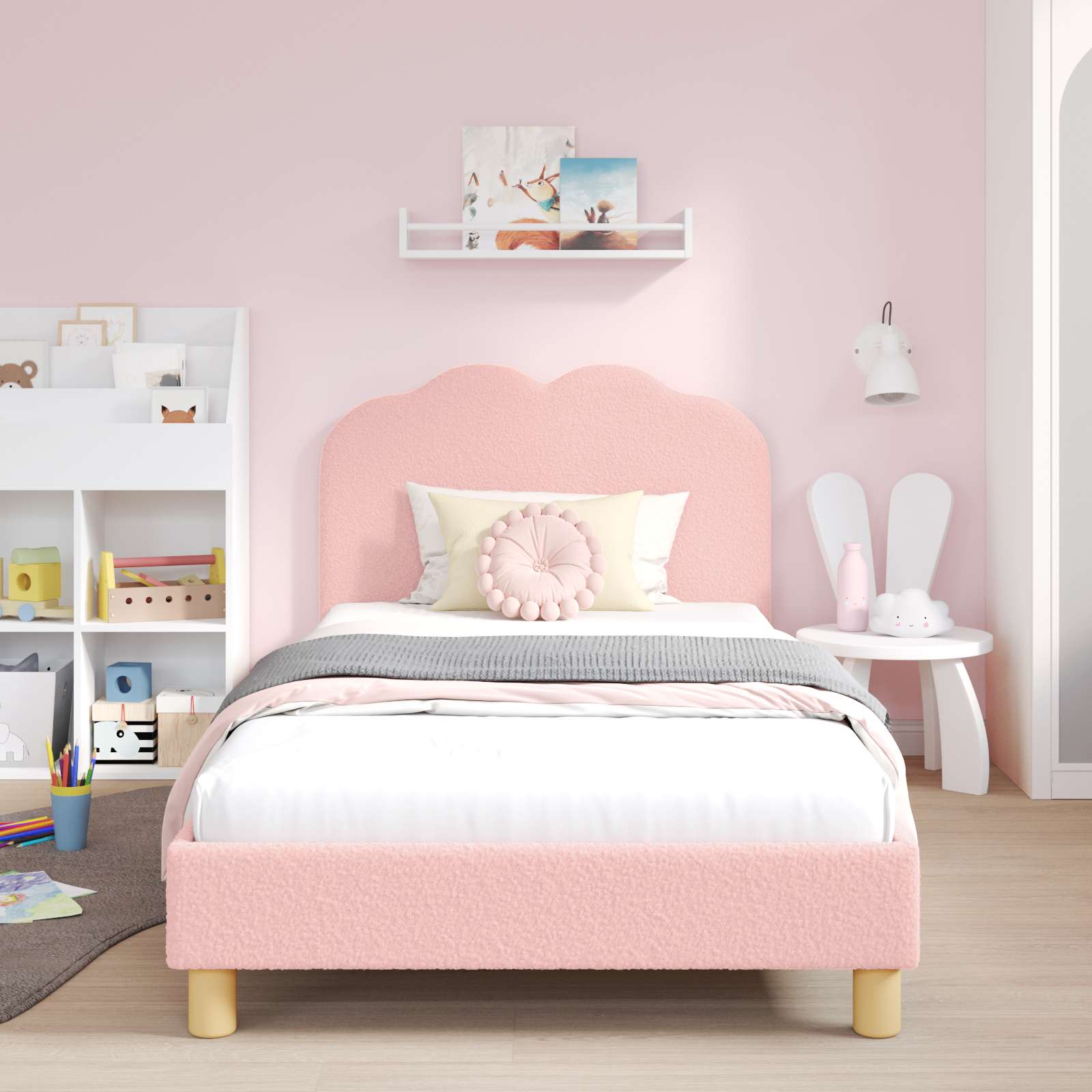Bedframe voor kinderen met hoofdbord Roze 90 x 200 cm – afbeelding 1