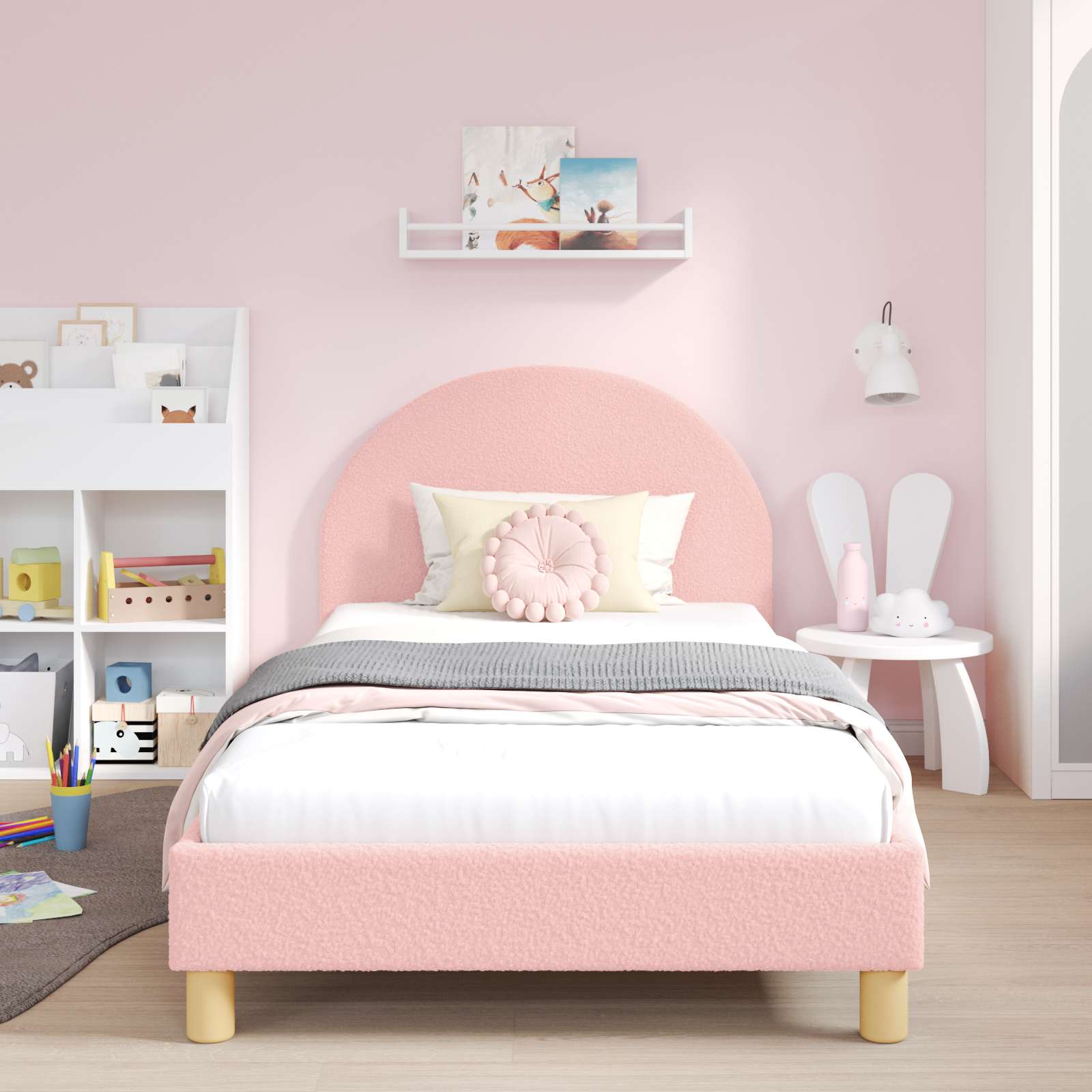 Bedframe voor kinderen met hoofdbord Roze 90 x 200 cm – afbeelding 1