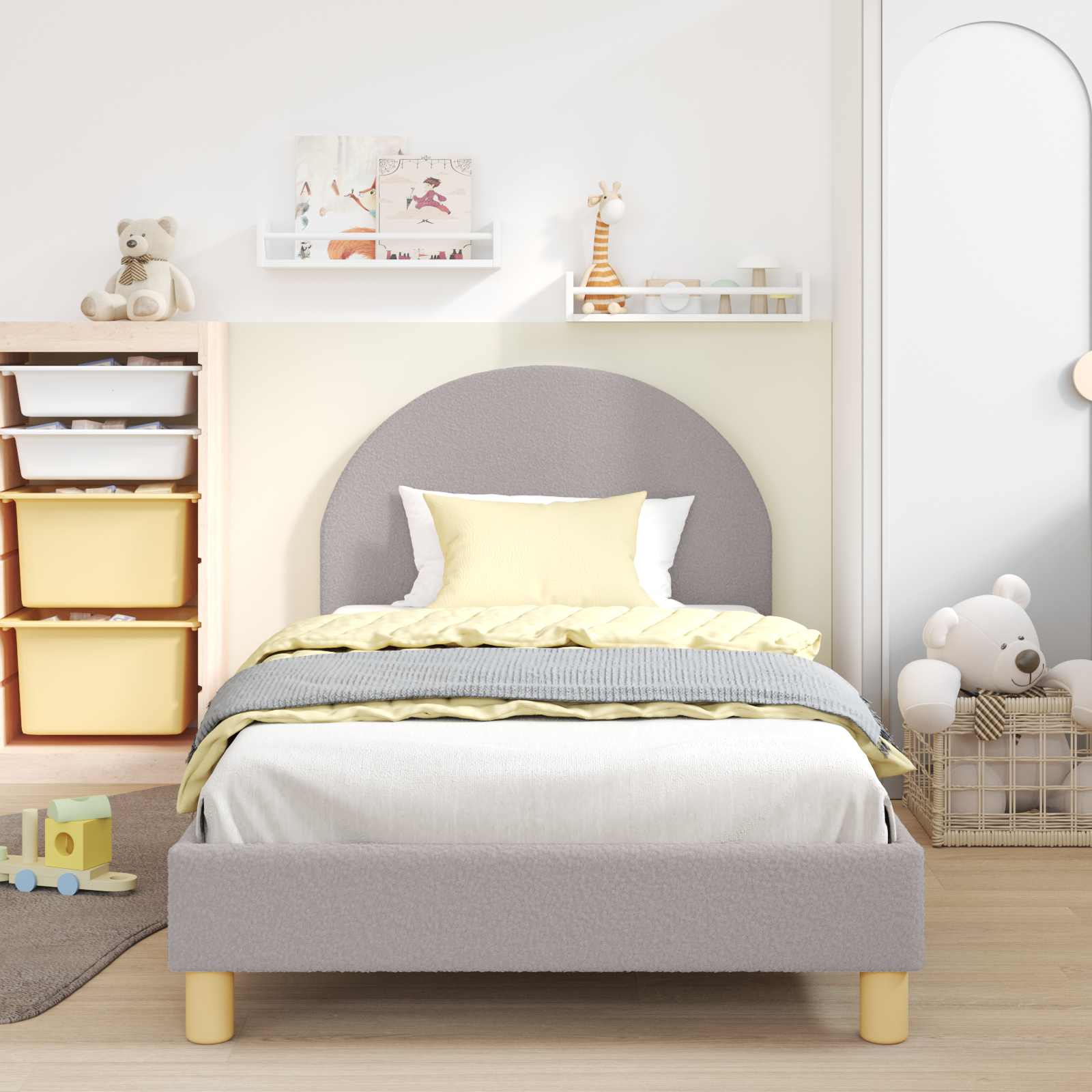Bedframe voor kinderen met hoofdbord Lichtgrijs 90 x 200 cm – afbeelding 1
