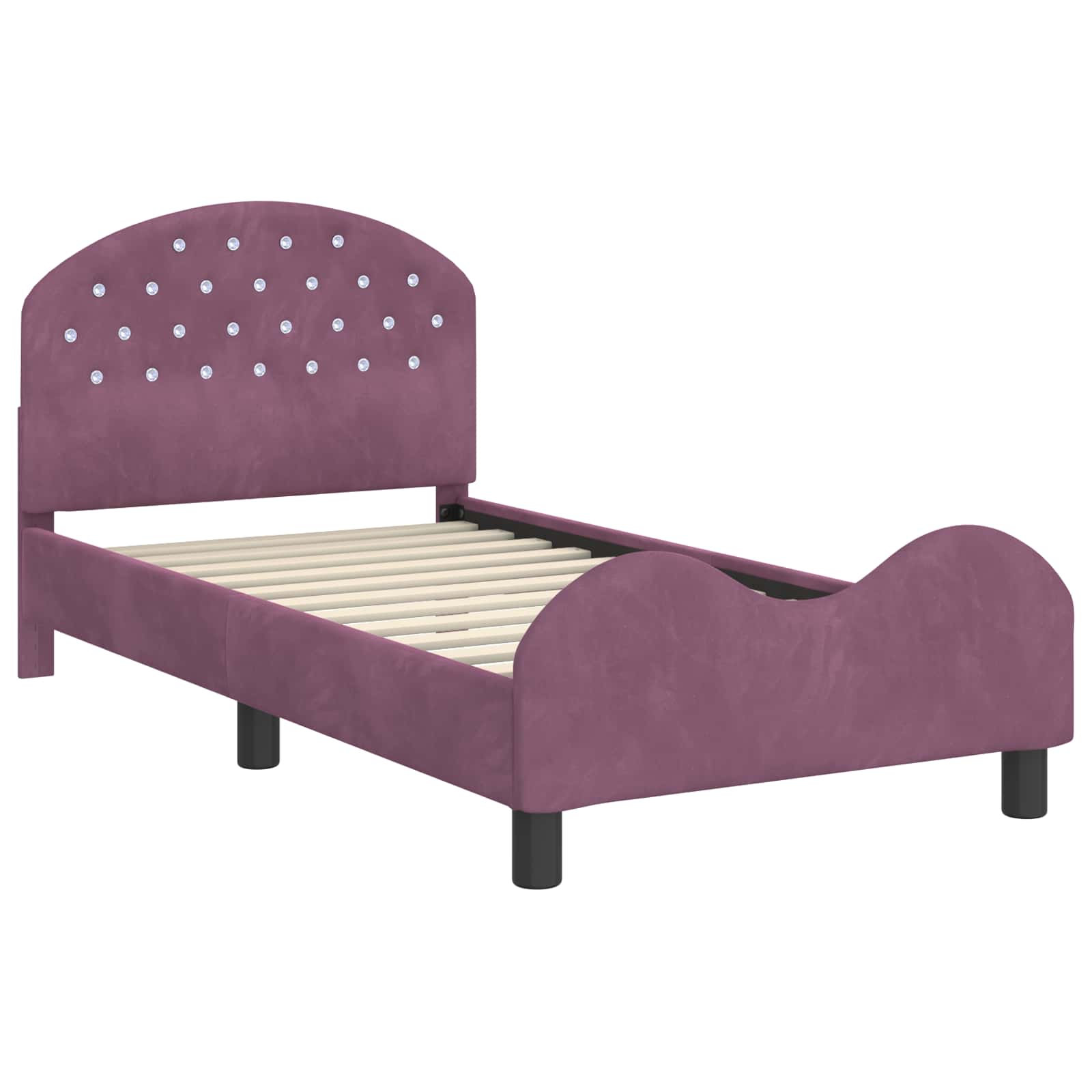 Bedframe voor kinderen met hoofdbord Paars 80 x 160 cm Fluweel – afbeelding 4