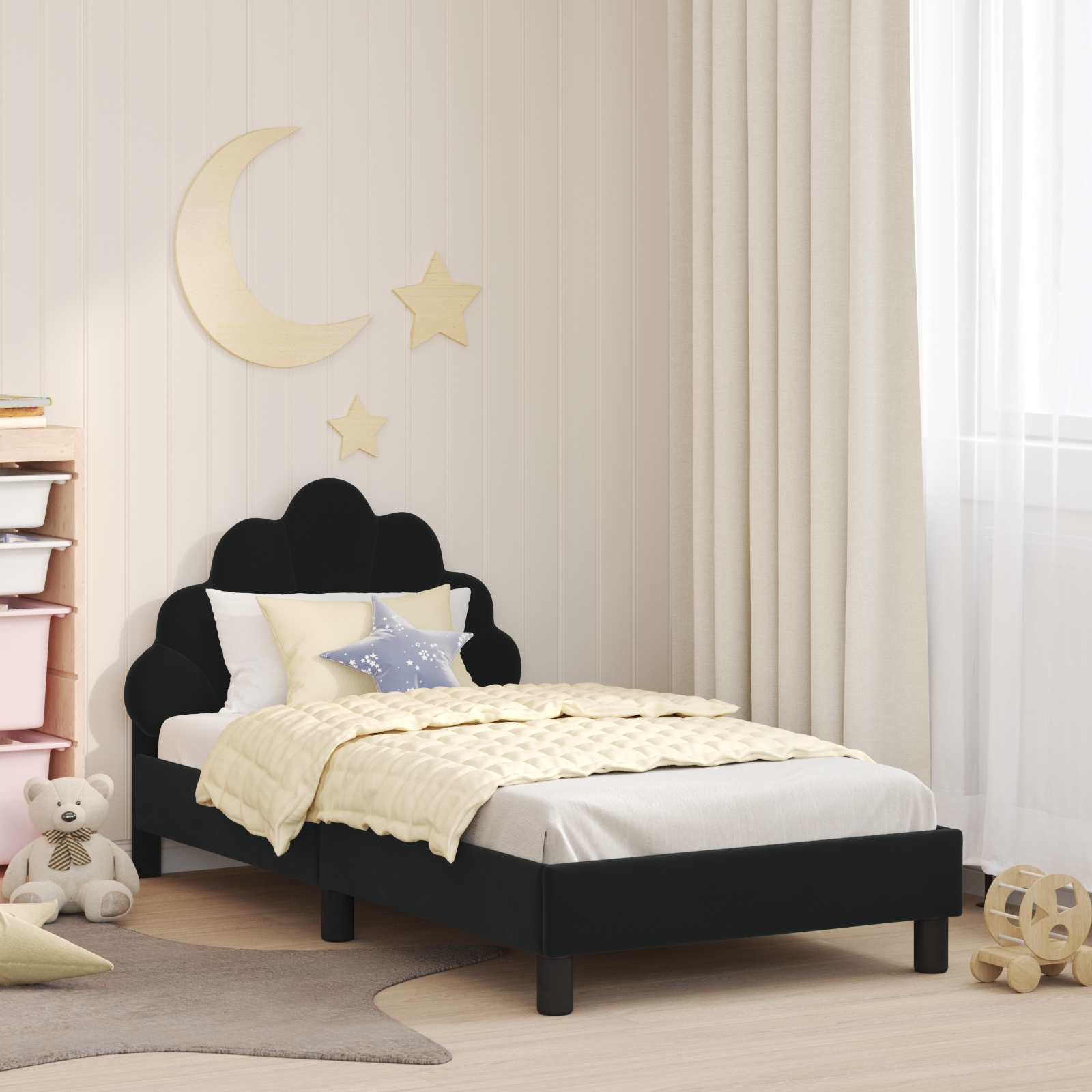Bedframe voor kinderen met hoofdbord Zwart 80 x 160 cm Fluweel