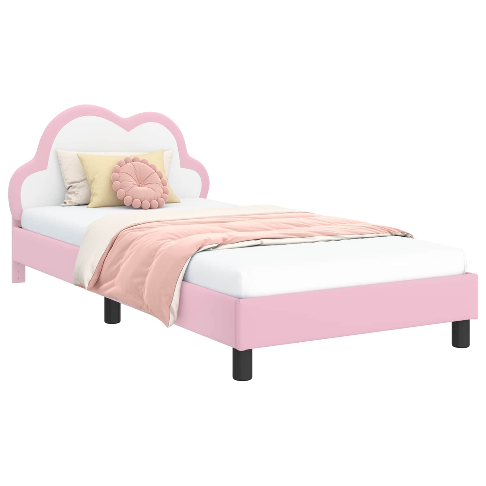Bedframe voor kinderen met hoofdbord Roze 90 x 200 cm PU – afbeelding 2