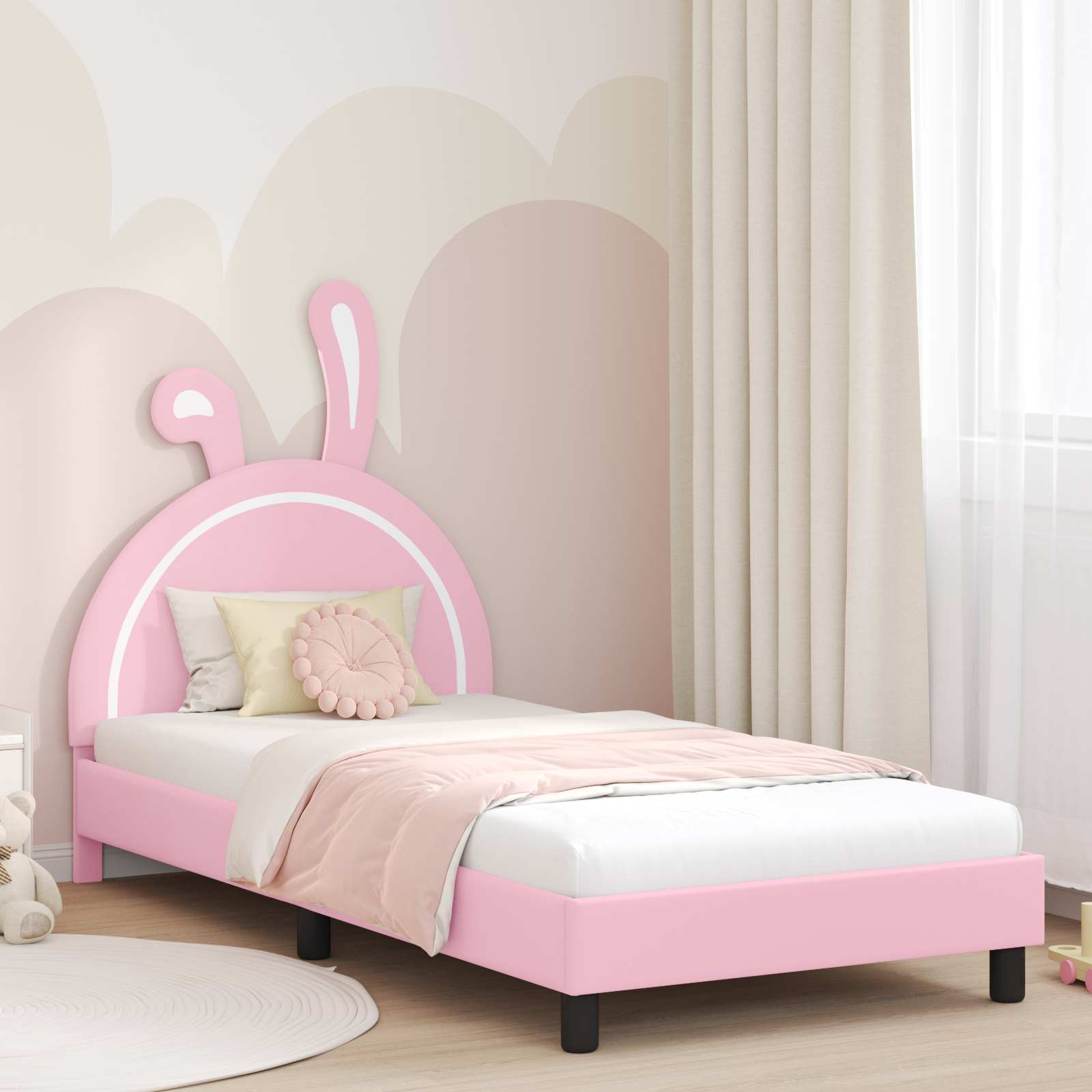 Bedframe voor kinderen met hoofdbord Roze 80 x 200 cm PU
