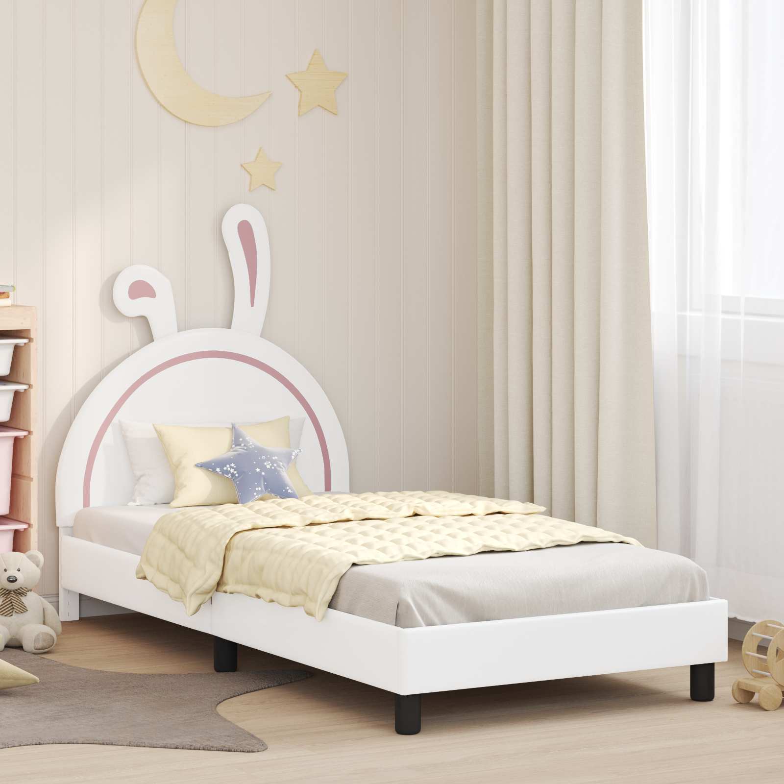 Bedframe voor kinderen met hoofdbord Wit 90 x 190 cm PU