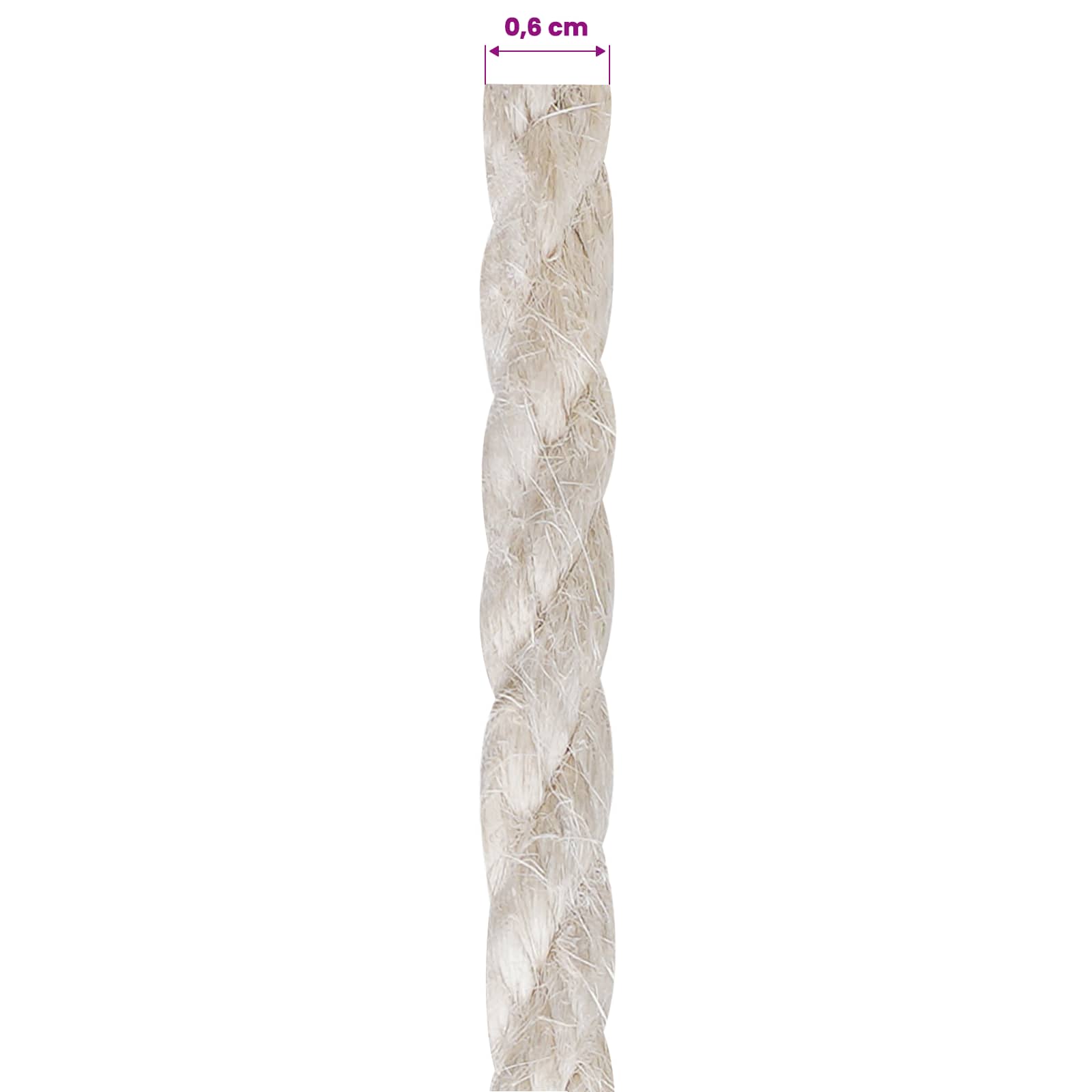 Jute Touw 6 Wit 100% Tossa jute – afbeelding 5