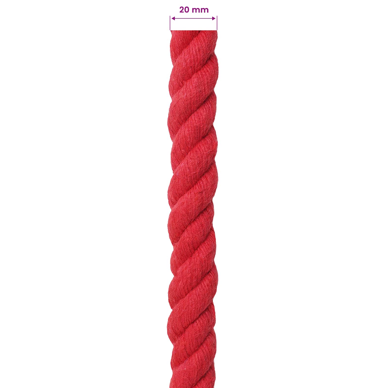 Touw Rood 2 x 2 x 10000 cm Katoen – afbeelding 5
