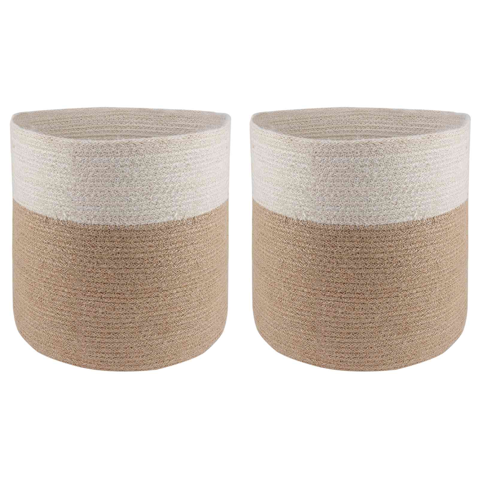 Plantenpot Set 2 pcs Natuurlijk en Wit Ø 28 x 28 cm – afbeelding 1