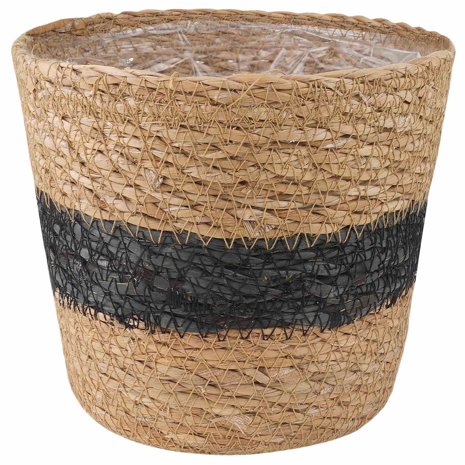 Zeegras Plantenmanden 3 pcs Naturel en Zwart Ø26 x 19 cm – afbeelding 3