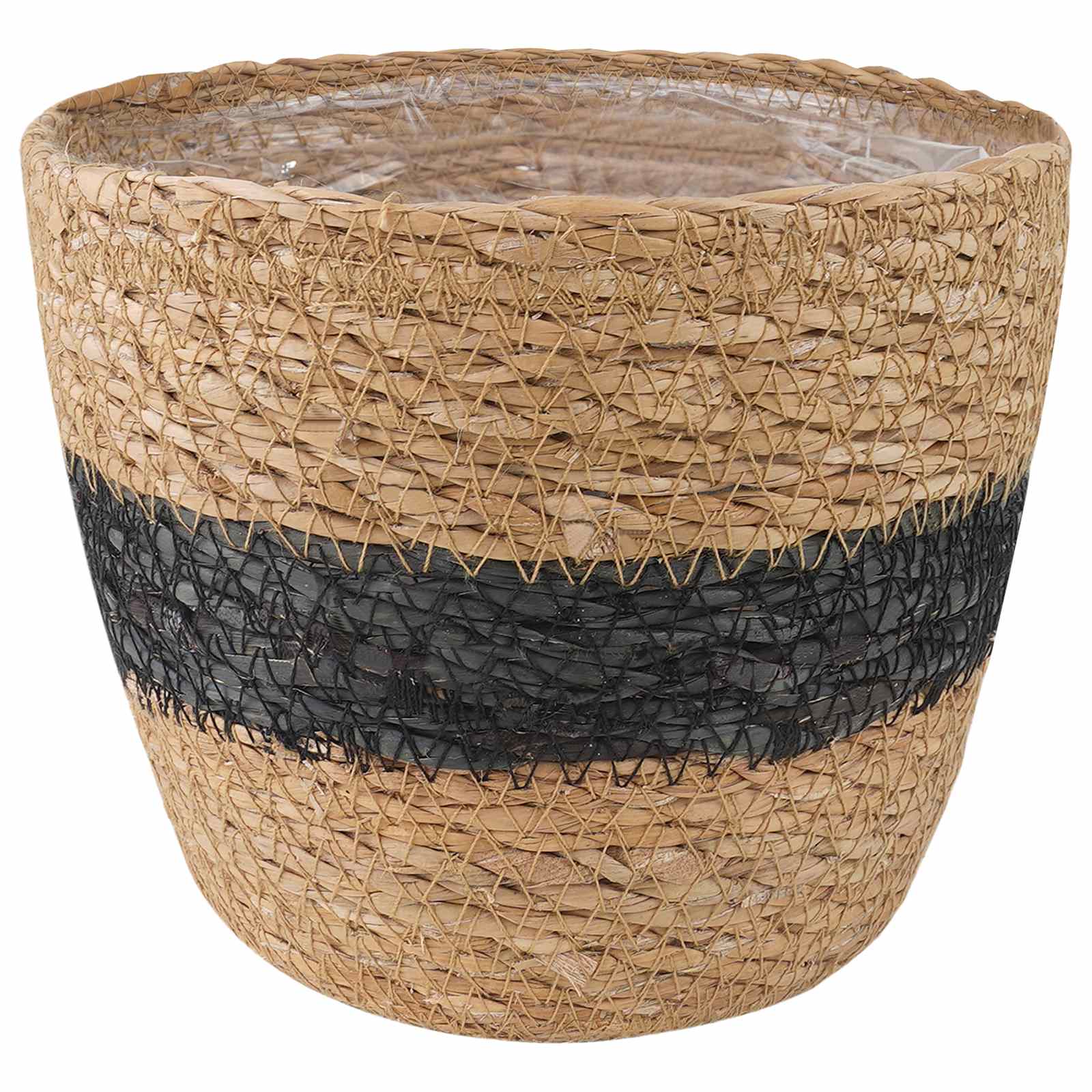 Zeegras Plantenmanden 3 pcs Naturel en Zwart Ø26 x 19 cm – afbeelding 4