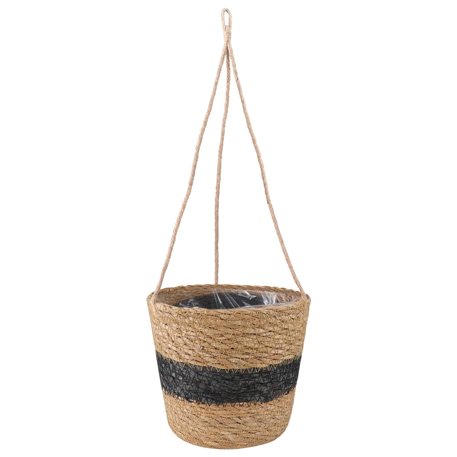 Zeegras Plantenmanden 3 pcs Naturel en Zwart Ø26 x 19 cm – afbeelding 2