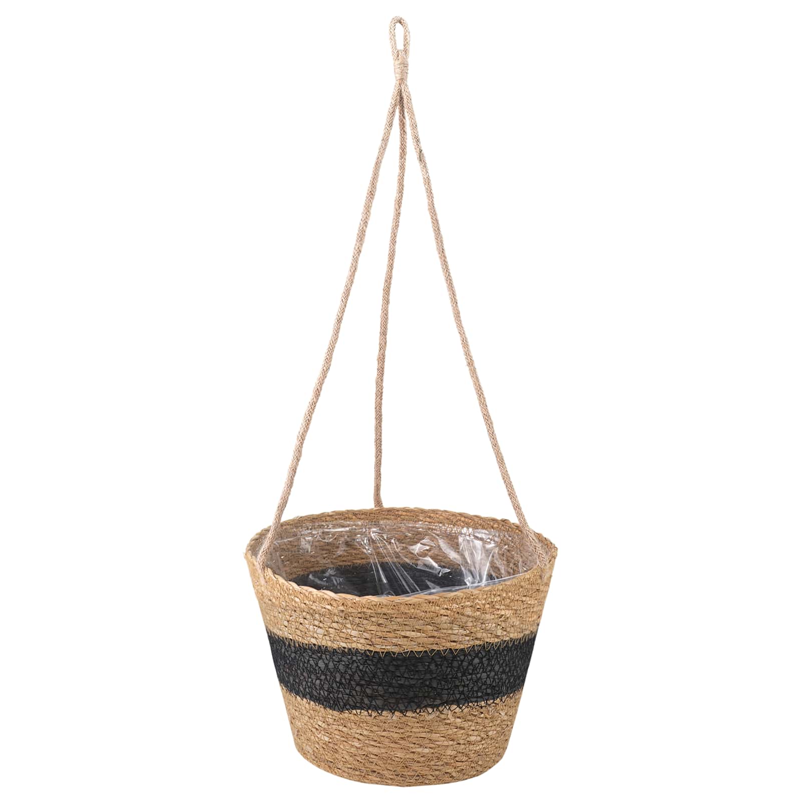 Zeegras Plantenmanden 3 pcs Naturel en Zwart Ø26 x 19 cm – afbeelding 4