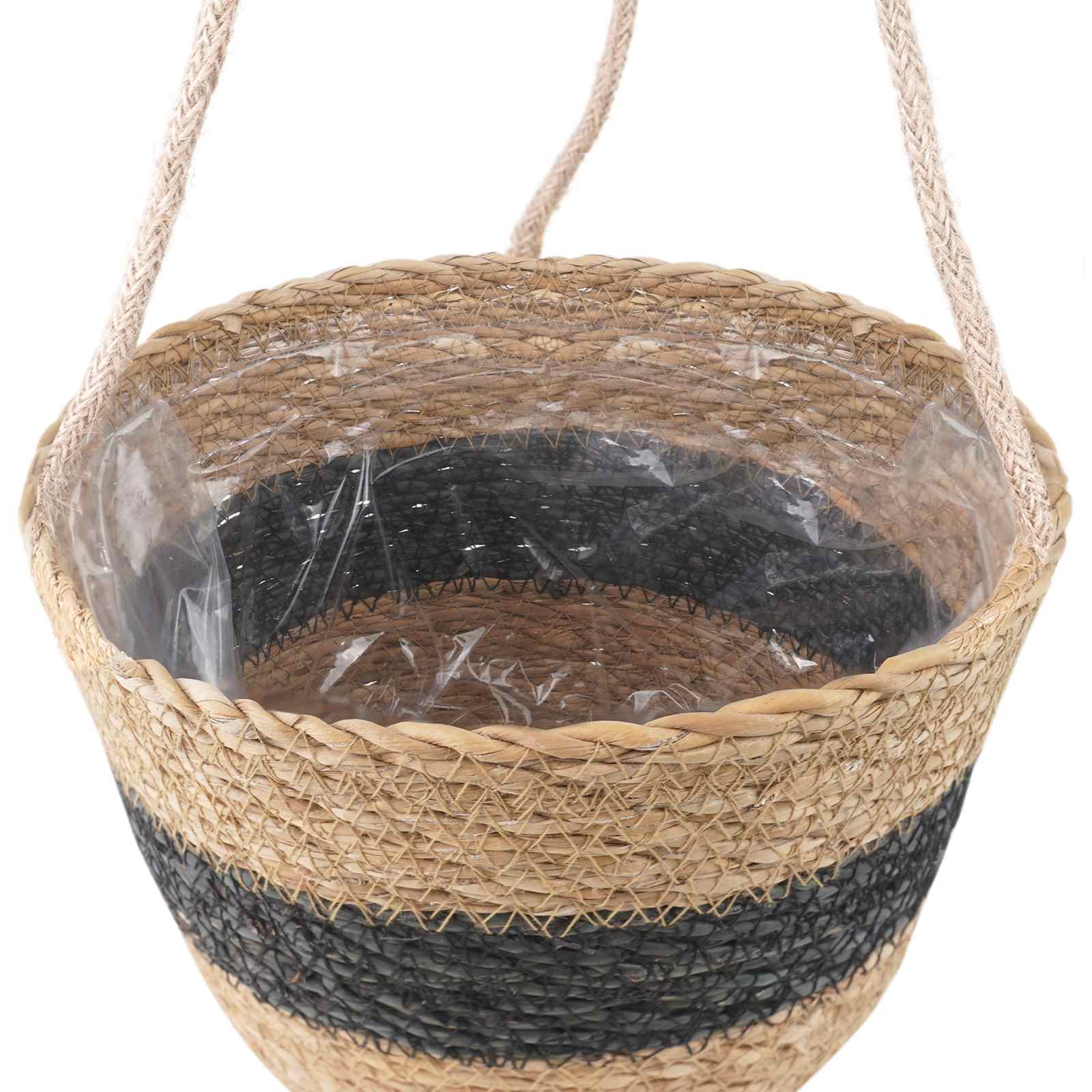 Zeegras Plantenmanden 3 pcs Naturel en Zwart Ø26 x 19 cm – afbeelding 5