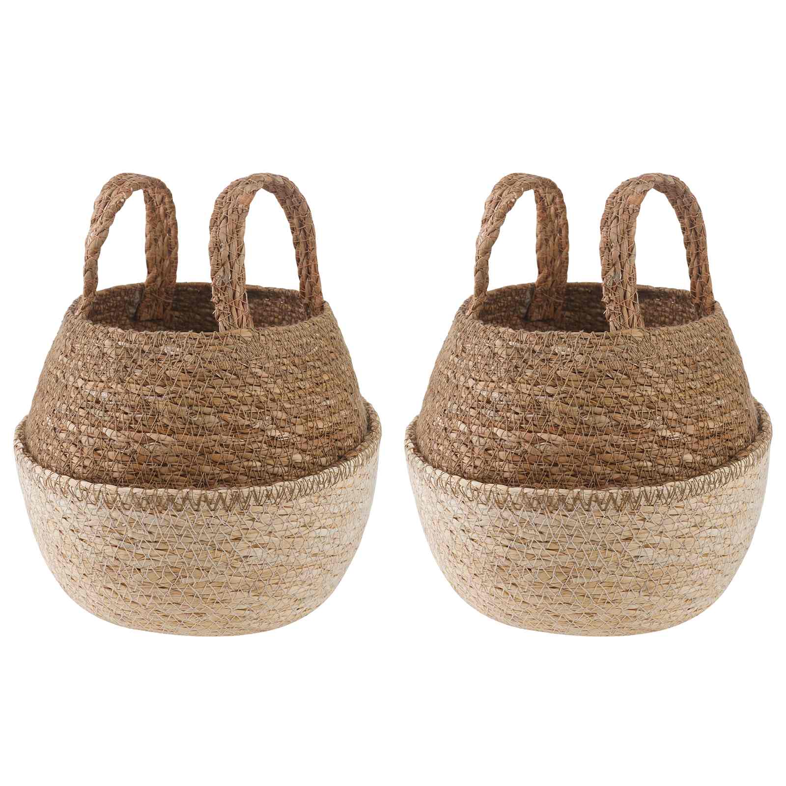 Plantenpot met handvatten 2 pcs Wit Ø 22 x 20 cm 100% Zeegras – afbeelding 1