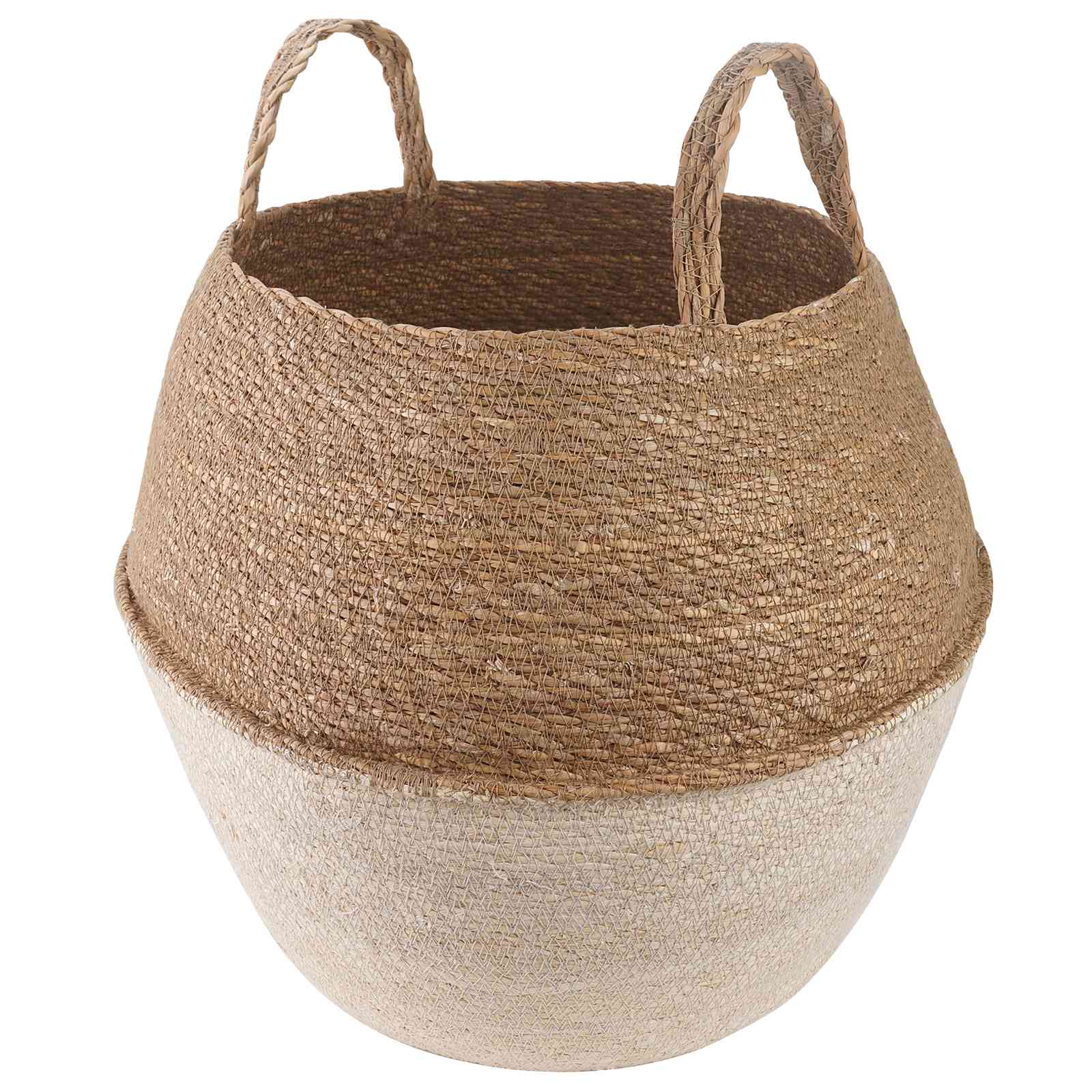 Plantenpot met handvatten Wit Ø 32 x 32 cm 100% Zeegras – afbeelding 1