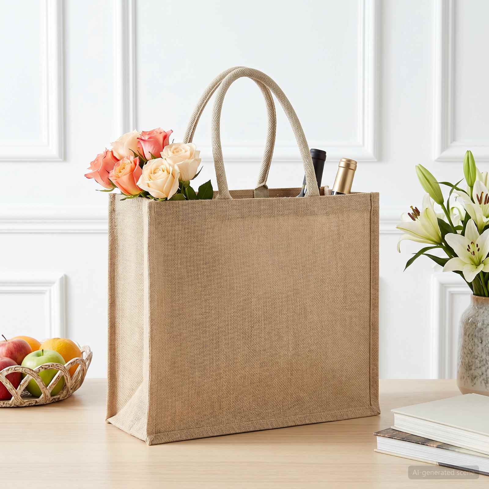 Jute handtassen 50 pcs Naturel 42 x 33 x 19 cm 100% Tossa Jute