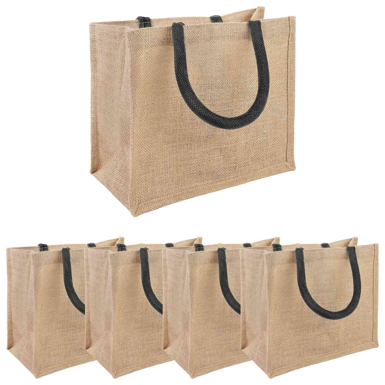 Jute handtassen 5 Naturel en Zwart 26 x 22 x 14 cm