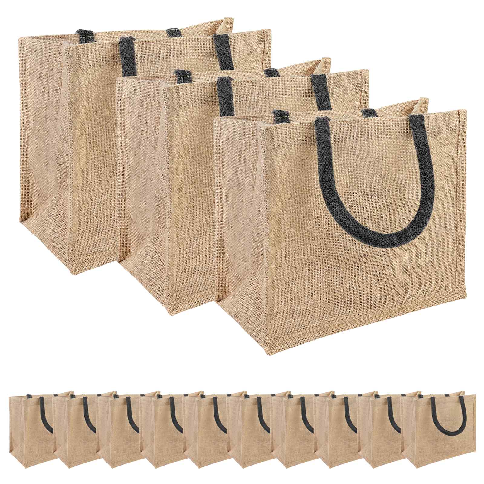Jute handtassen 50 Naturel en Zwart 26 x 22 x 14 cm