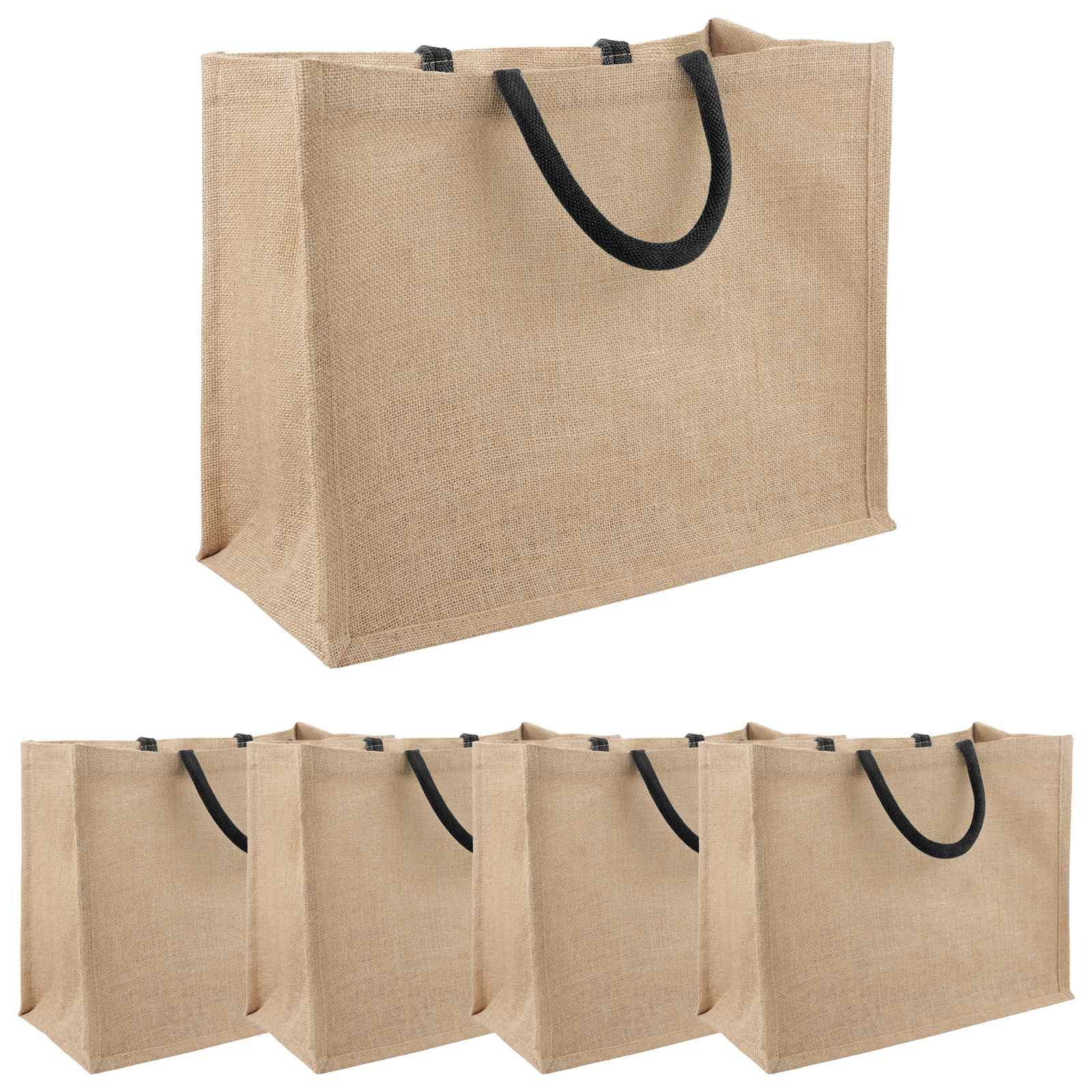 Jute handtassen 5 Naturel en Zwart 42 x 33 x 19 cm