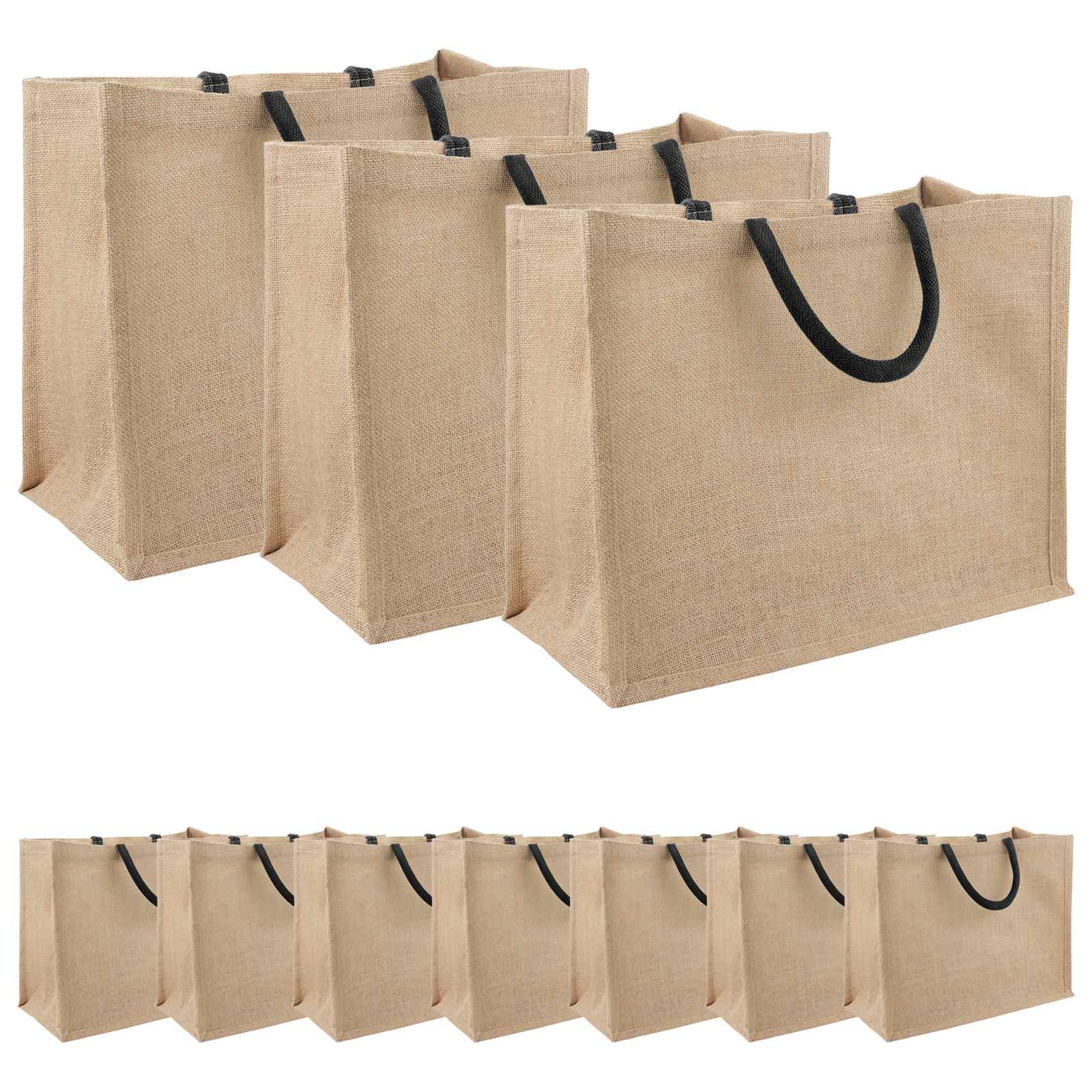 Jute handtassen 10 Naturel en Zwart 42 x 33 x 19 cm