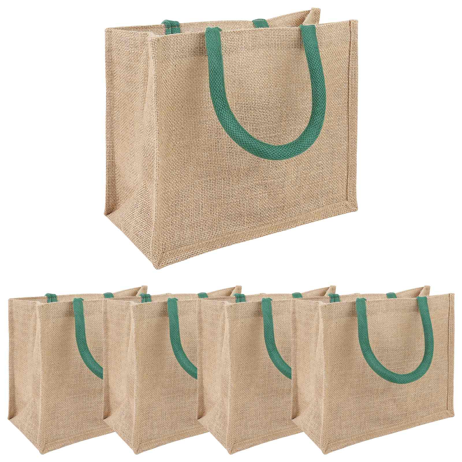 Jute handtassen 5 Natuurlijk en Groen 26 x 22 x 14 cm