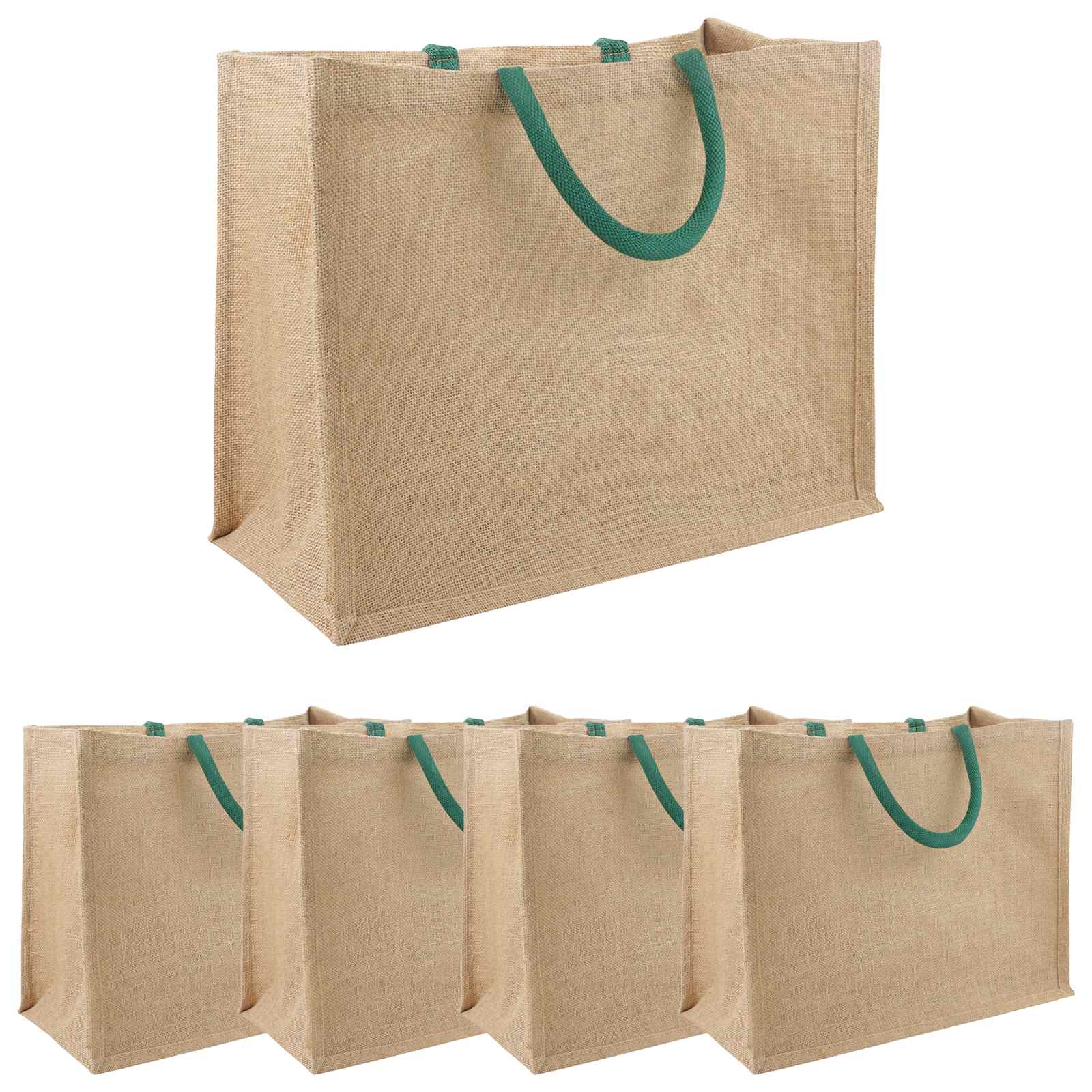 Jute handtassen 5 Natuurlijk en Groen 42 x 33 x 19 cm