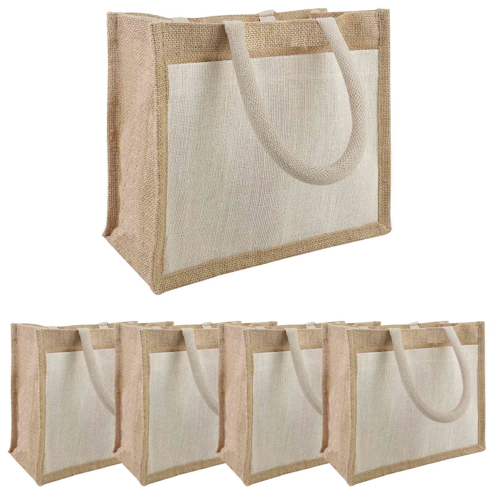 Jute handtassen met zak 5 Natuurlijk en Wit 26 x 22 x 14 cm