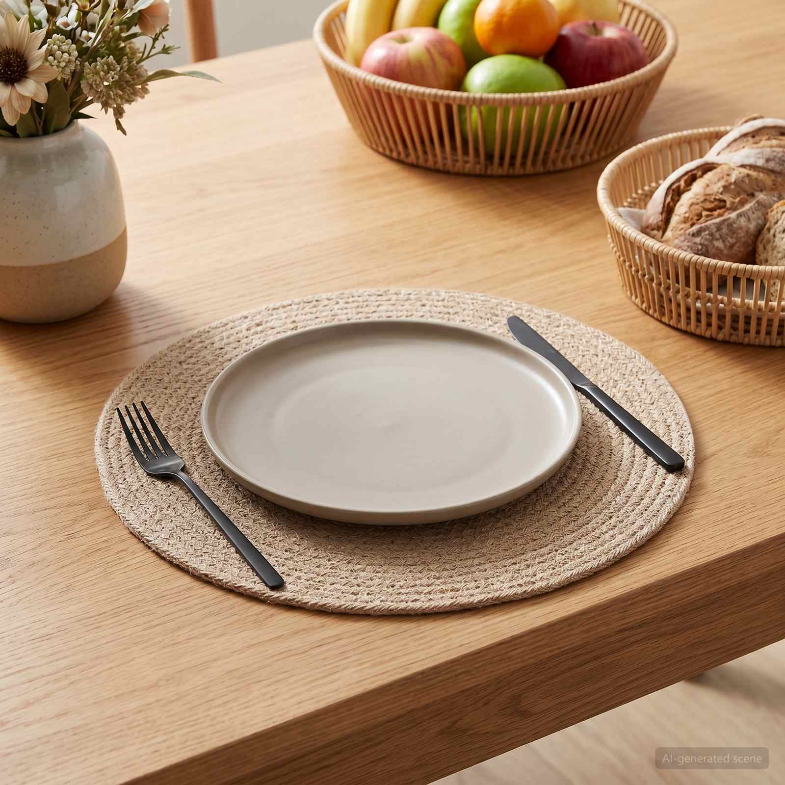 Jute placematten 12 st Naturel 100% Tossa Jute