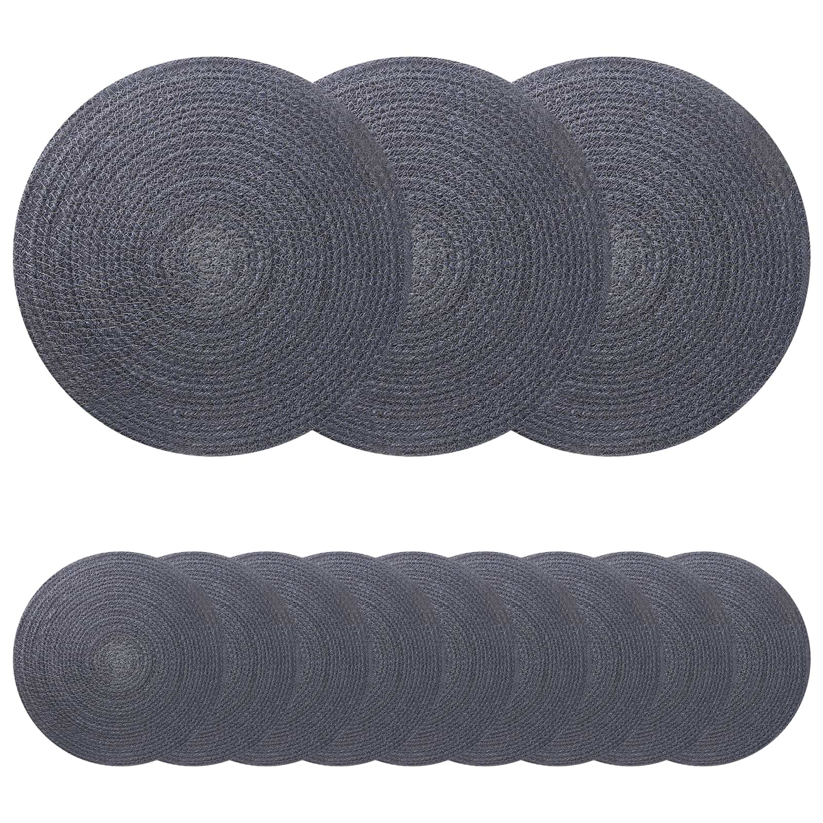 Jute placematten 12 st Donkergrijs 100% Tossa Jute