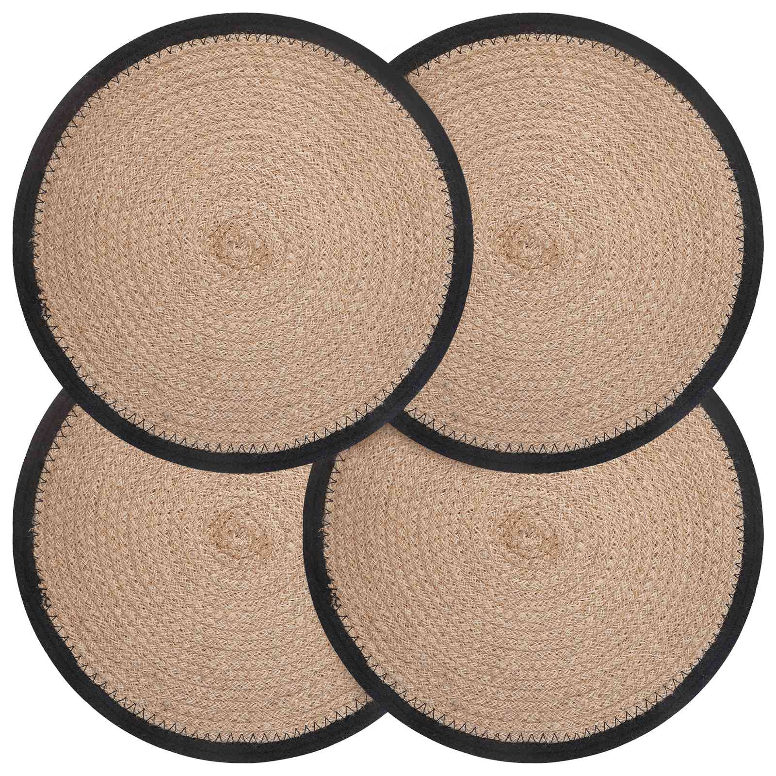 Jute placematten 4 st Naturel en Zwart 100% Tossa Jute