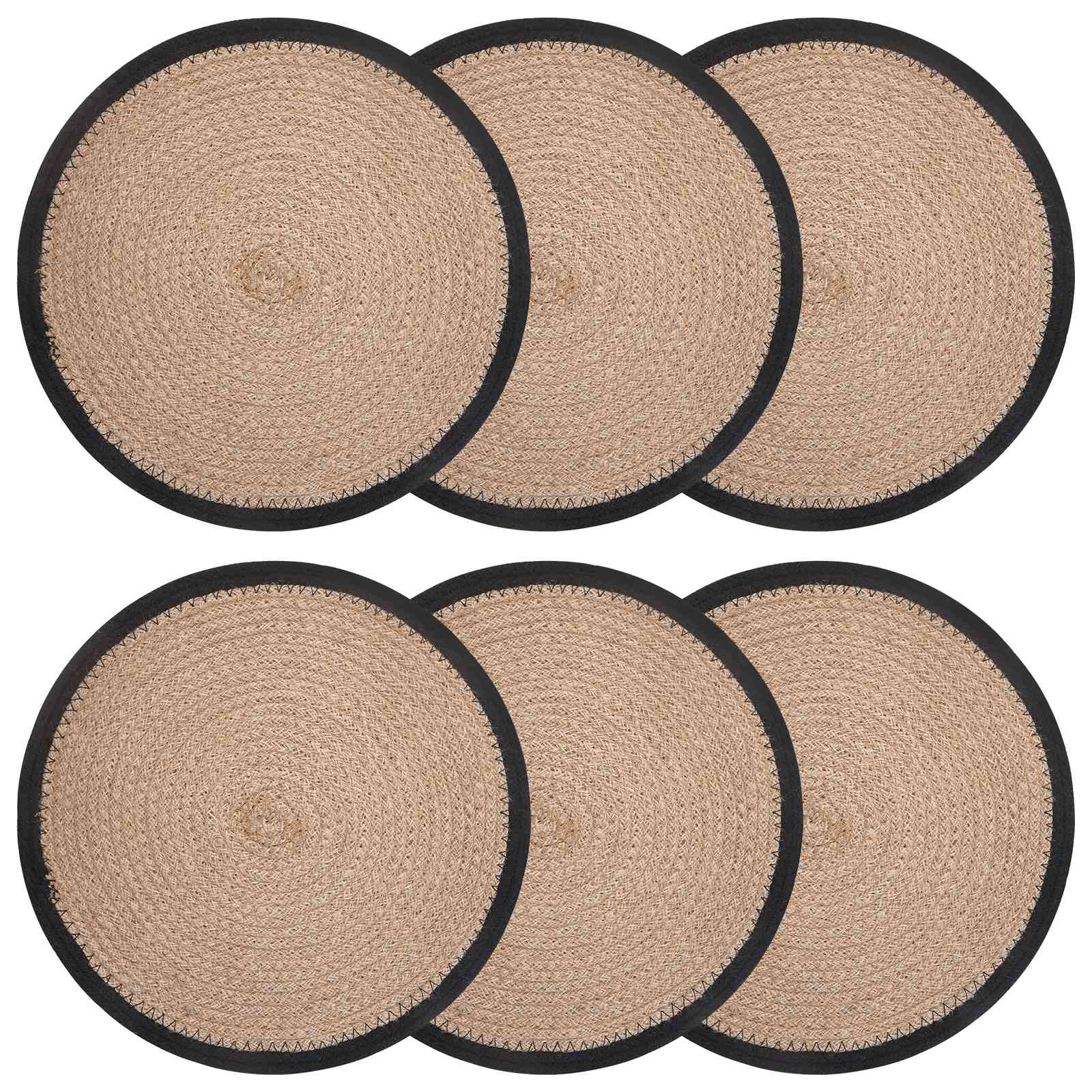 Jute placematten 6 st Naturel en Zwart 100% Tossa Jute