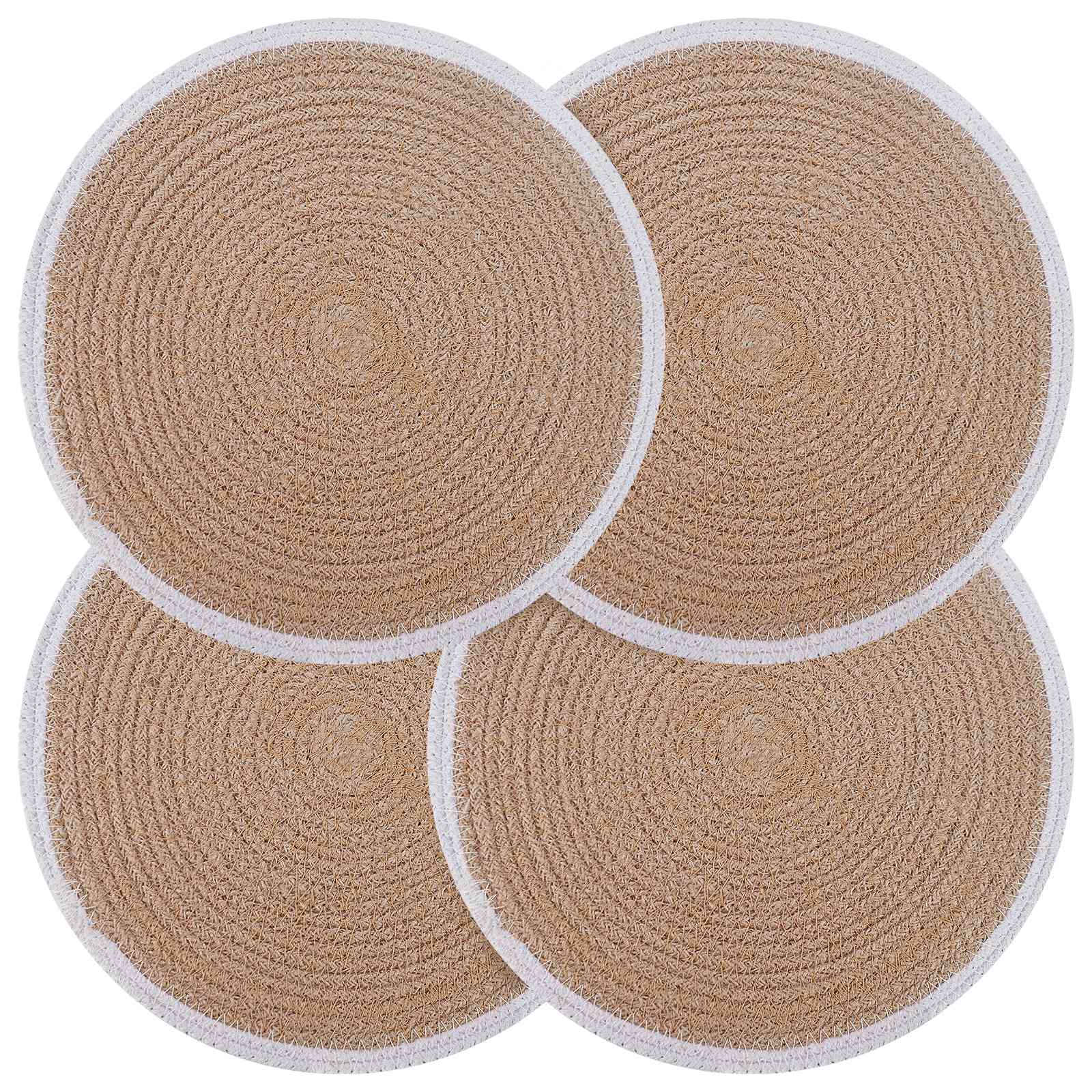 Jute placematten 4 st Natuurlijk en Wit 100% Tossa Jute