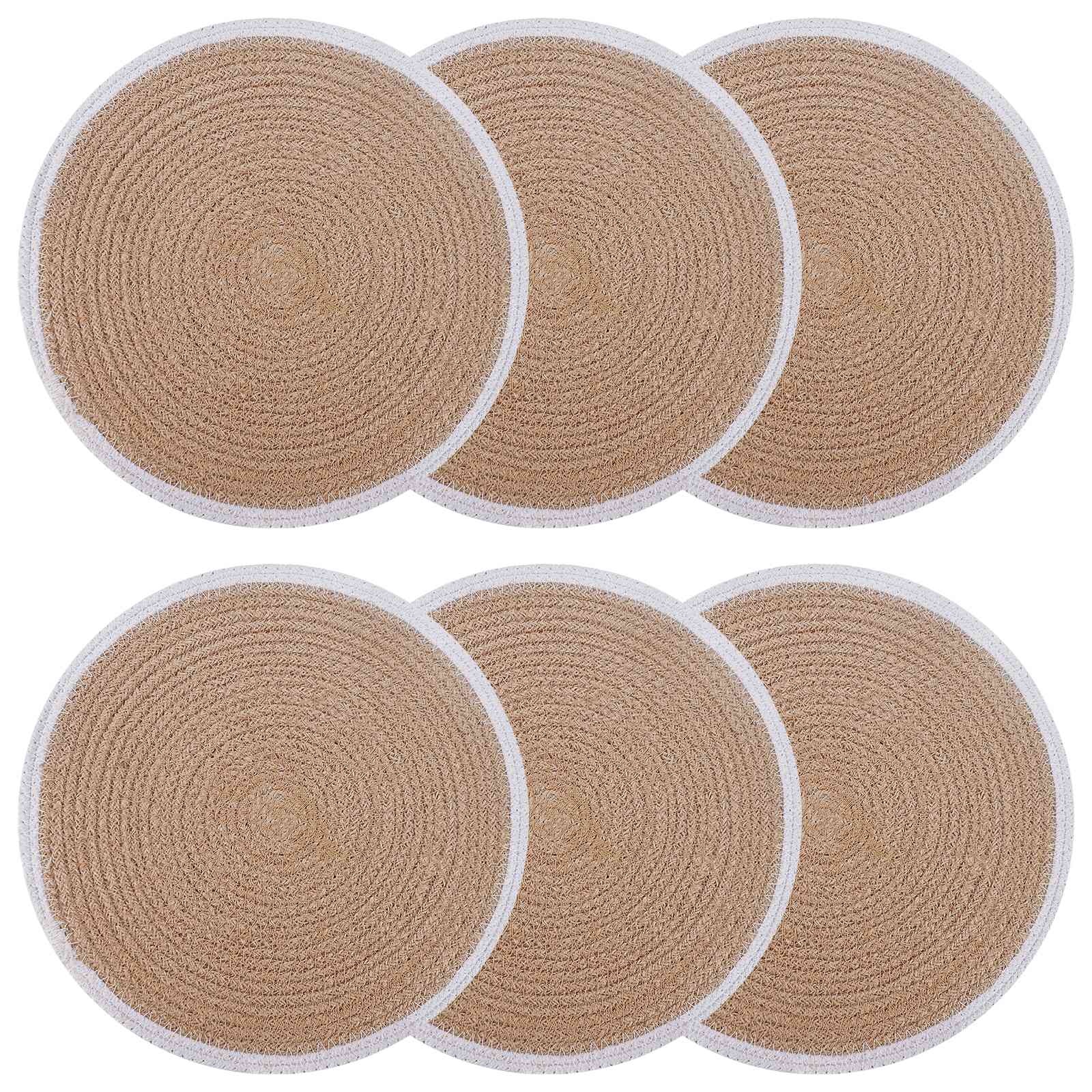 Jute placematten 6 st Natuurlijk en Wit 100% Tossa Jute