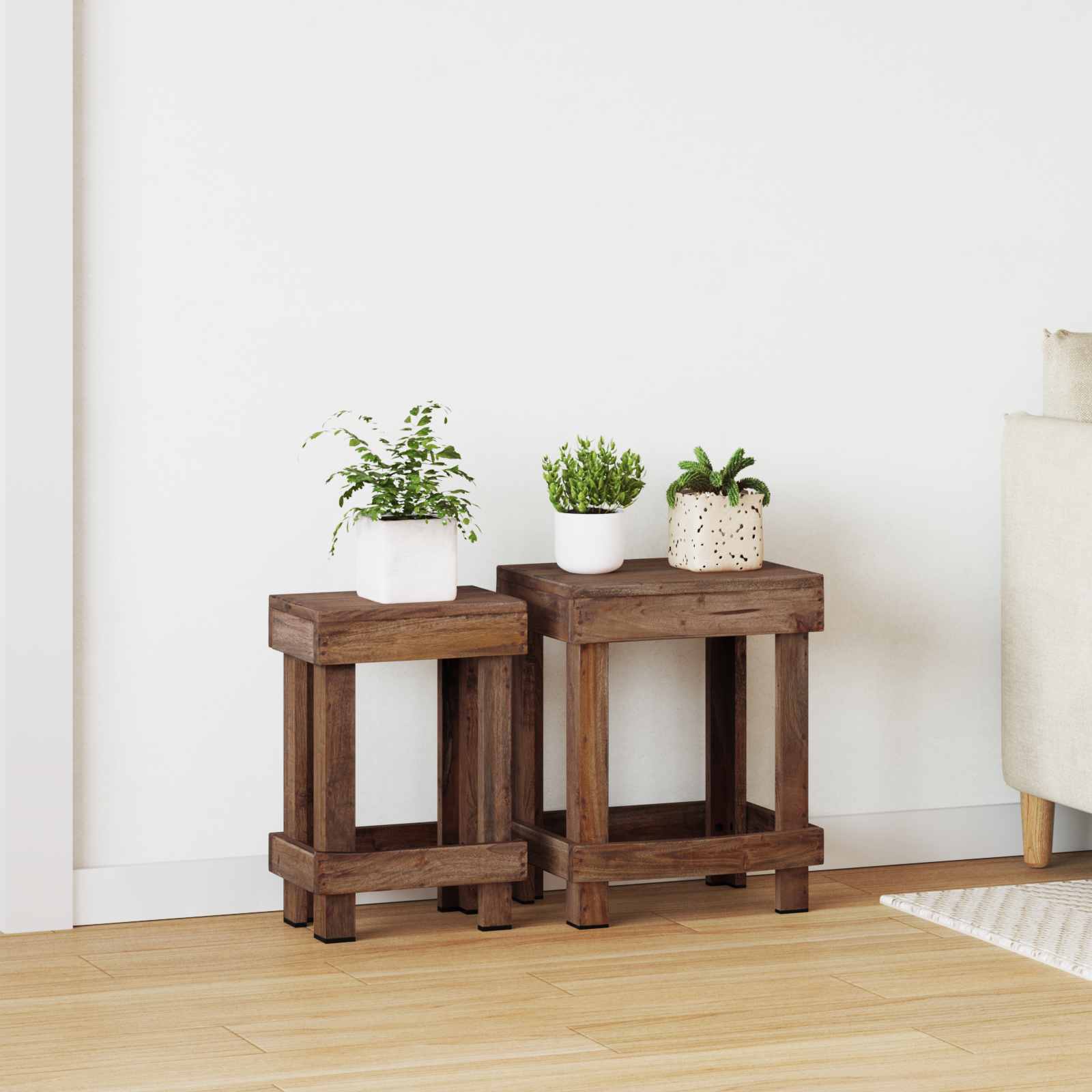 Plantenstandaard 2 pcs Bruin 70 x 11 x 27 cm Mahoniehout – afbeelding 1