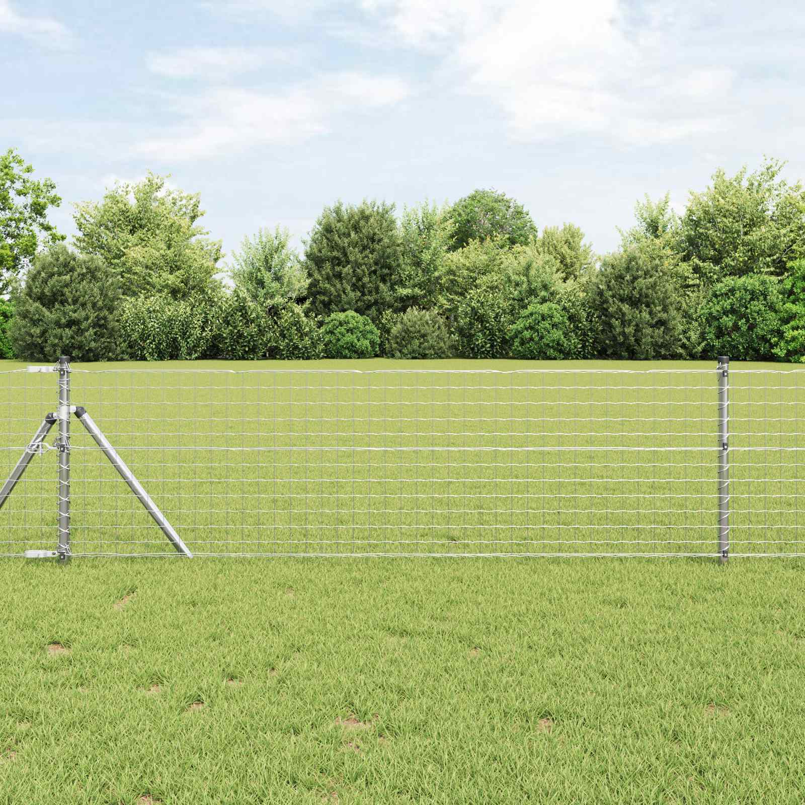 Afrasteringspaal 2 pcs Zilver 120 cm Poedergecoat staal