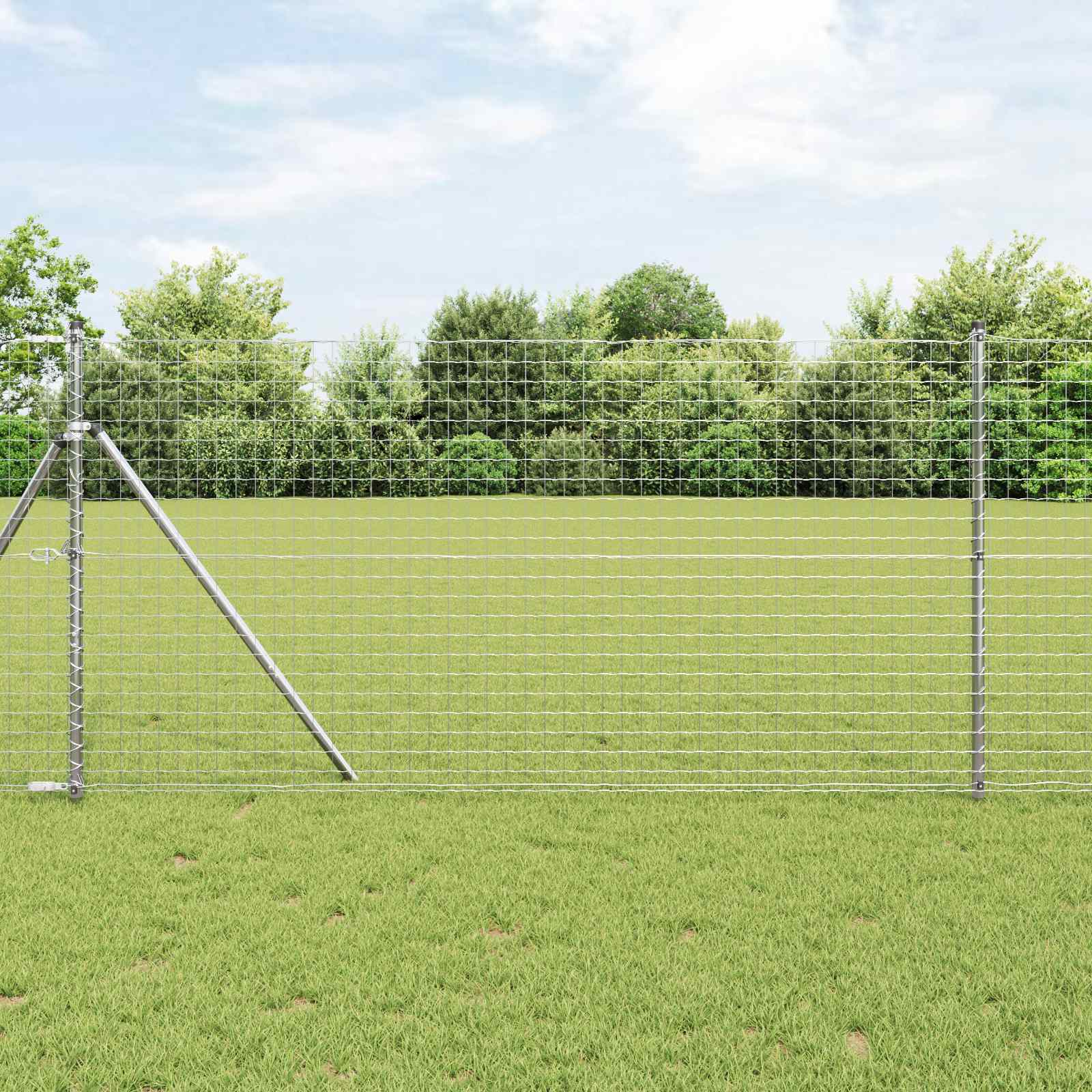Afrasteringspaal 12 pcs Zilver Poedergecoat staal