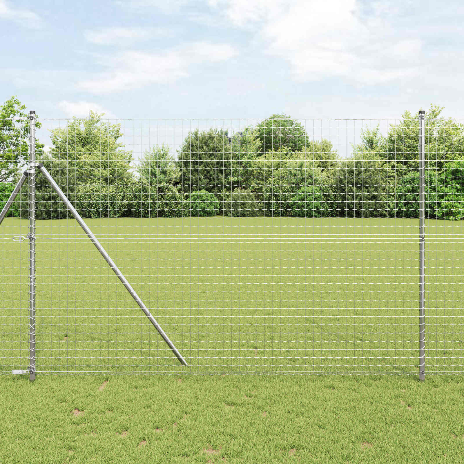 Afrasteringspaal 2 pcs Zilver Poedergecoat staal