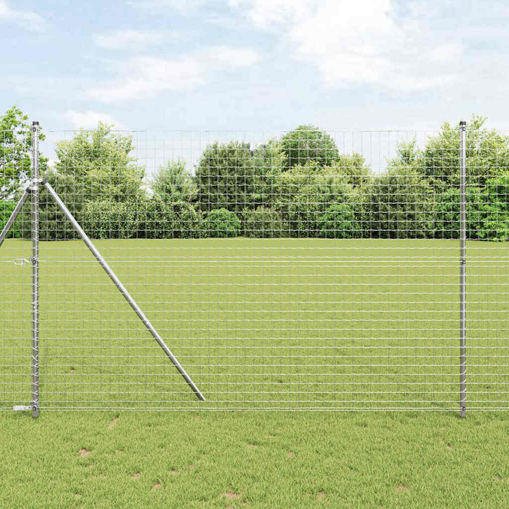 Afrasteringspaal 2 pcs Zilver Poedergecoat staal – afbeelding 1