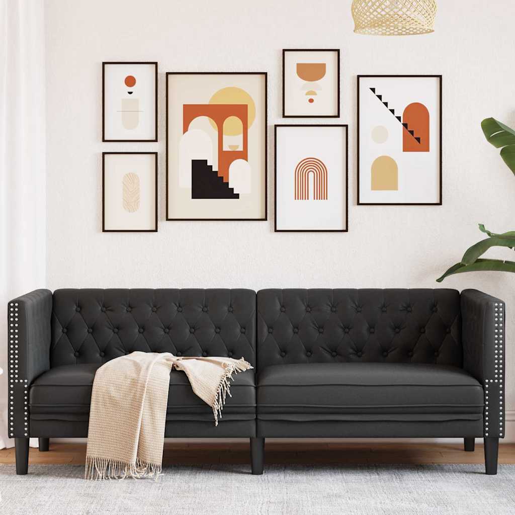 Bank Zwart 194 x 74,5 x 70,5 cm PVC