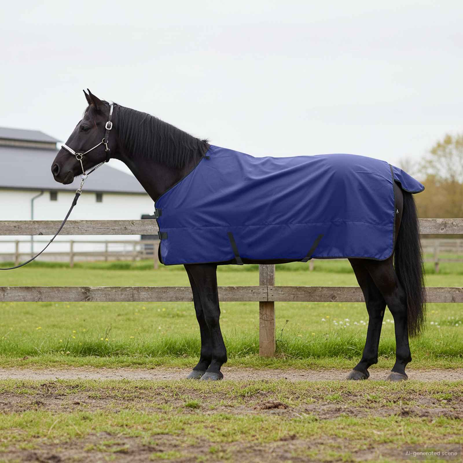 Paardendeken Donkergroen en Zwart 145 cm Polyester