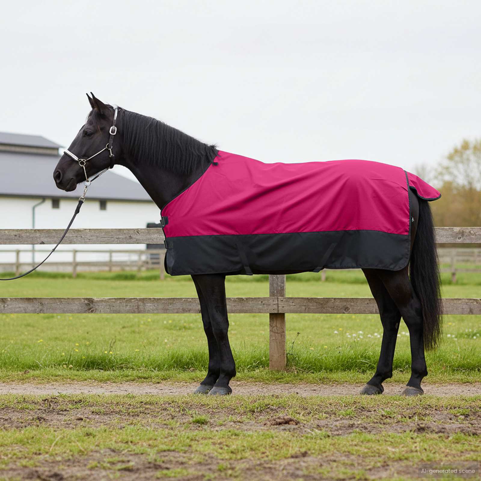 Paardendeken Roze en Zwart 115 cm Polyester