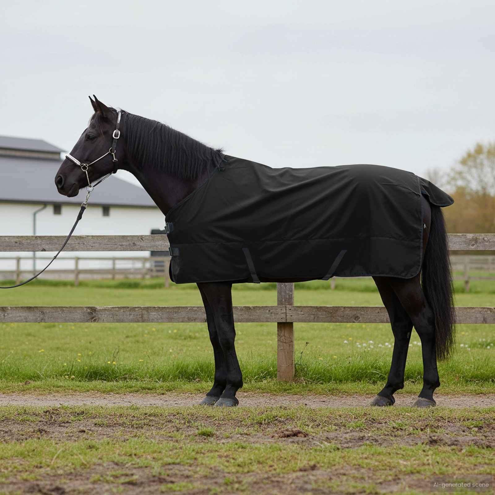 Paardendeken Donkergroen en Zwart 75 cm Polyester