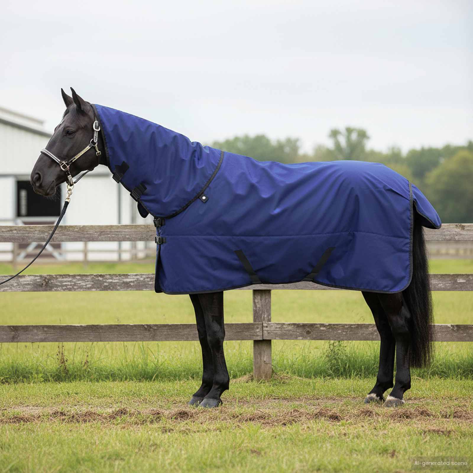 Paardendeken Donkergroen en Zwart 135 cm Polyester
