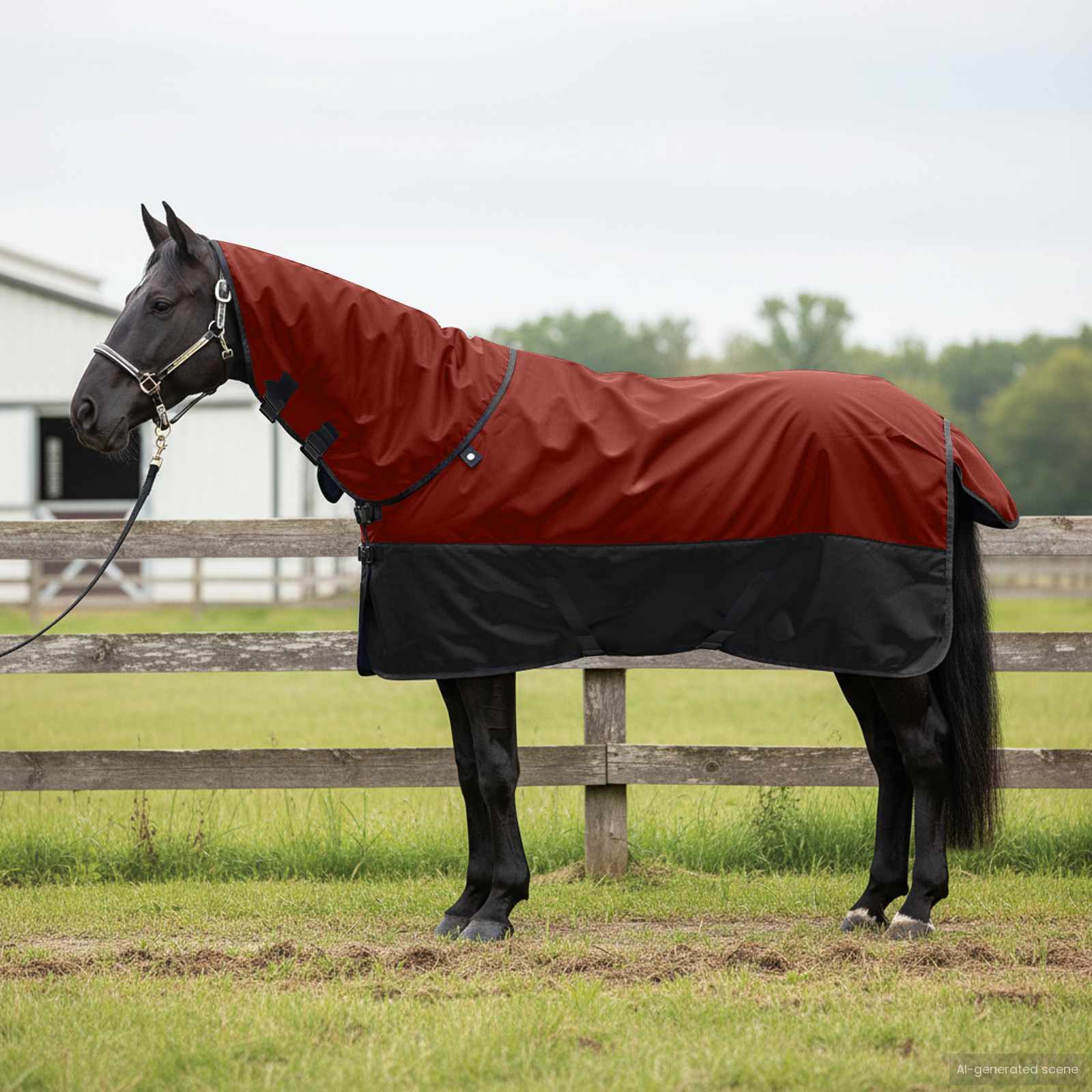 Paardendeken Donkergroen en Zwart 135 cm Polyester