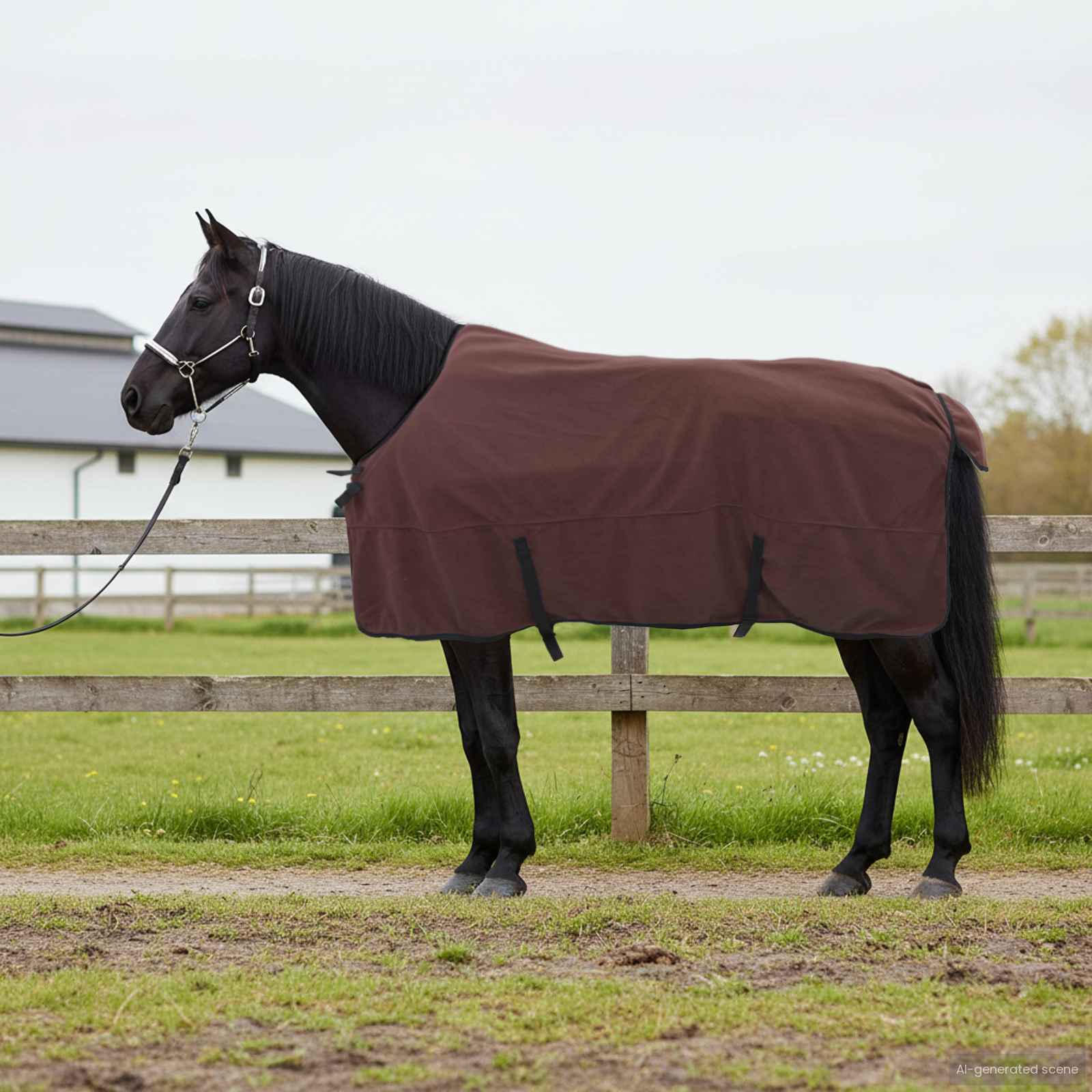 Paardendeken Volledig Donkerbruin 145 cm Polyester