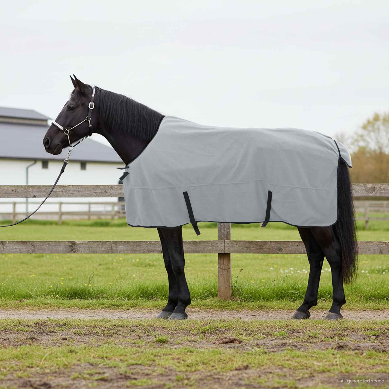 Paardendeken Volledig Lichtgrijs en Roze 145 cm Polyester