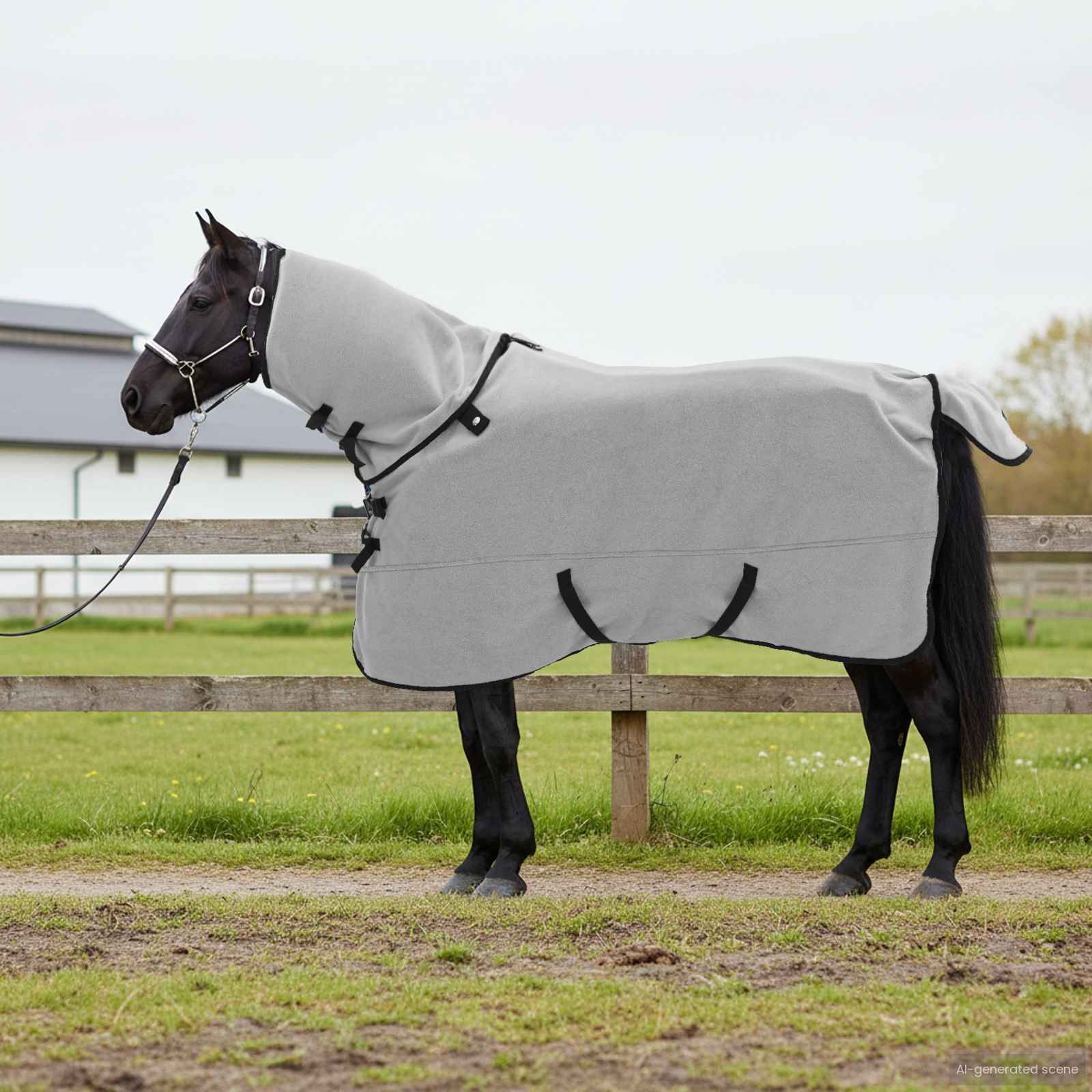 Paardendeken Volledig Lichtgrijs en Roze 165 cm Polyester