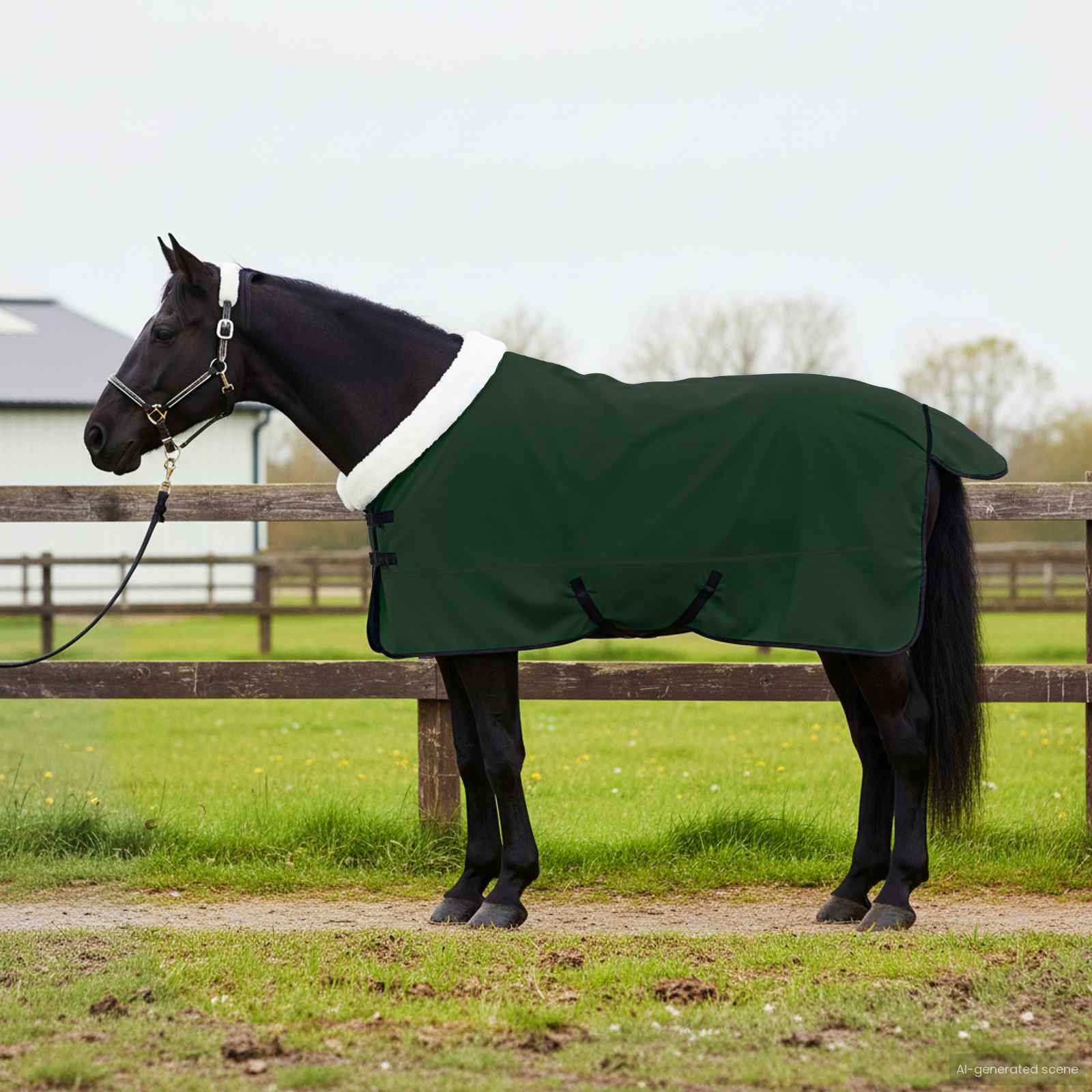 Paardendeken Volledig Donkergroen 155 cm Polar fleece