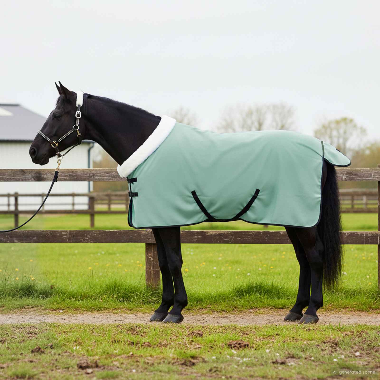Paardendeken Volledig Donkergroen 95 cm Polar fleece