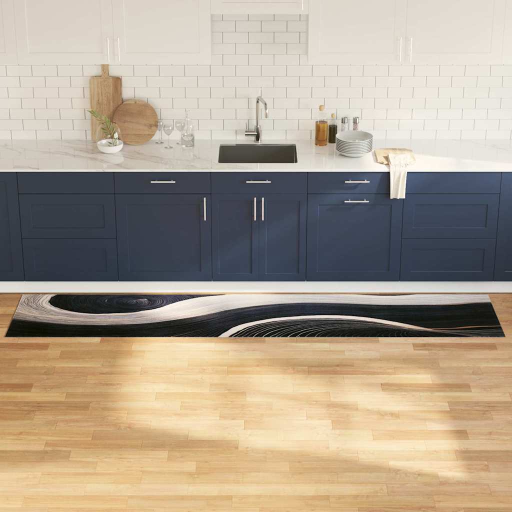 Keuken Vloerkleed Zwart 300 x 60 cm Fluweel – afbeelding 1