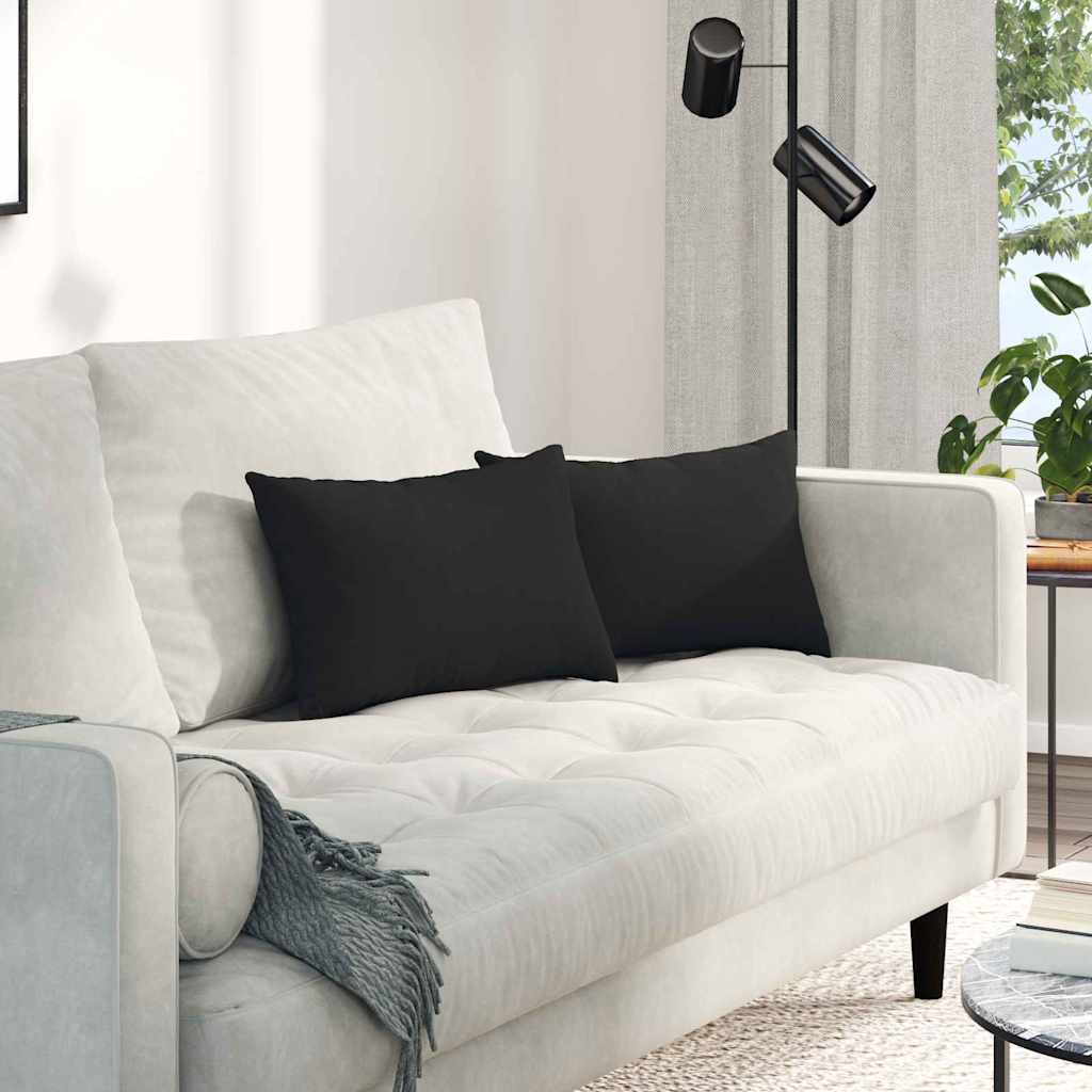 Sofa Kussens 2 stuks Zwart 50 x 30 cm Stof